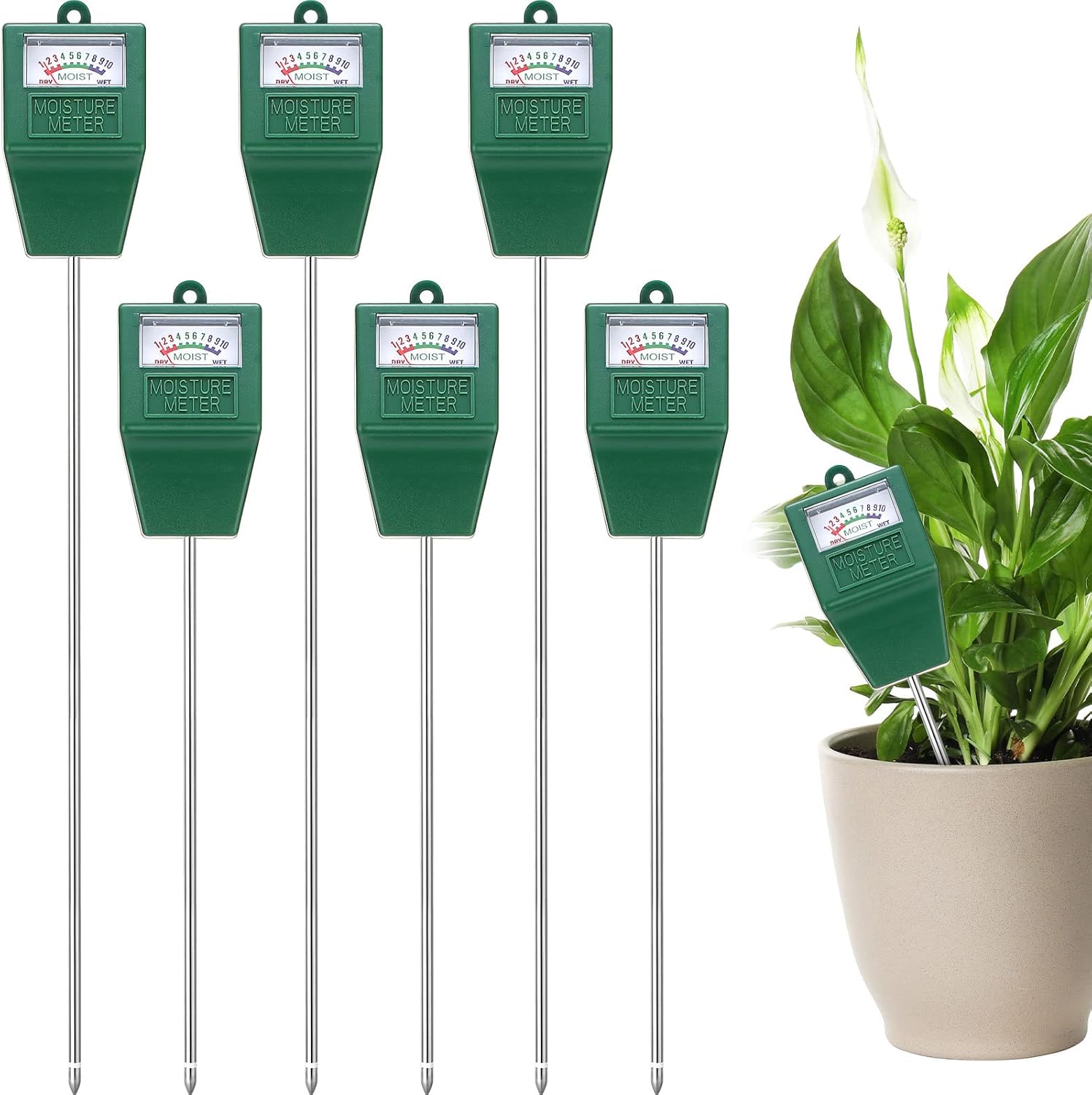 6 Pack Soil Moisture Meter Plant Water Long Probe Deep Use