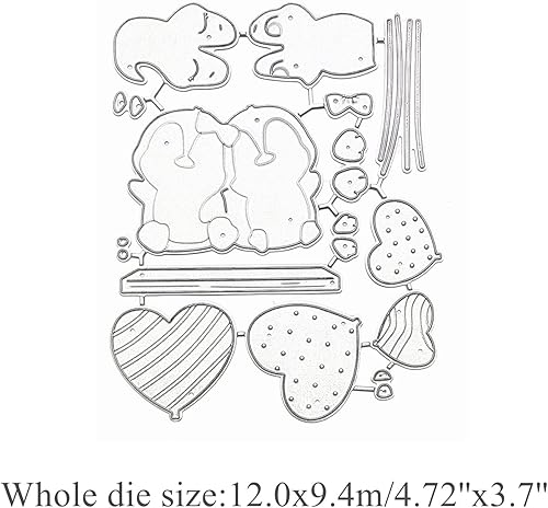Miniatura 2 de Troqueles de metal con forma de pingüino de corazón corazón globo pingüino animales marco plantillas de corte manualidades tarjetas cortes para