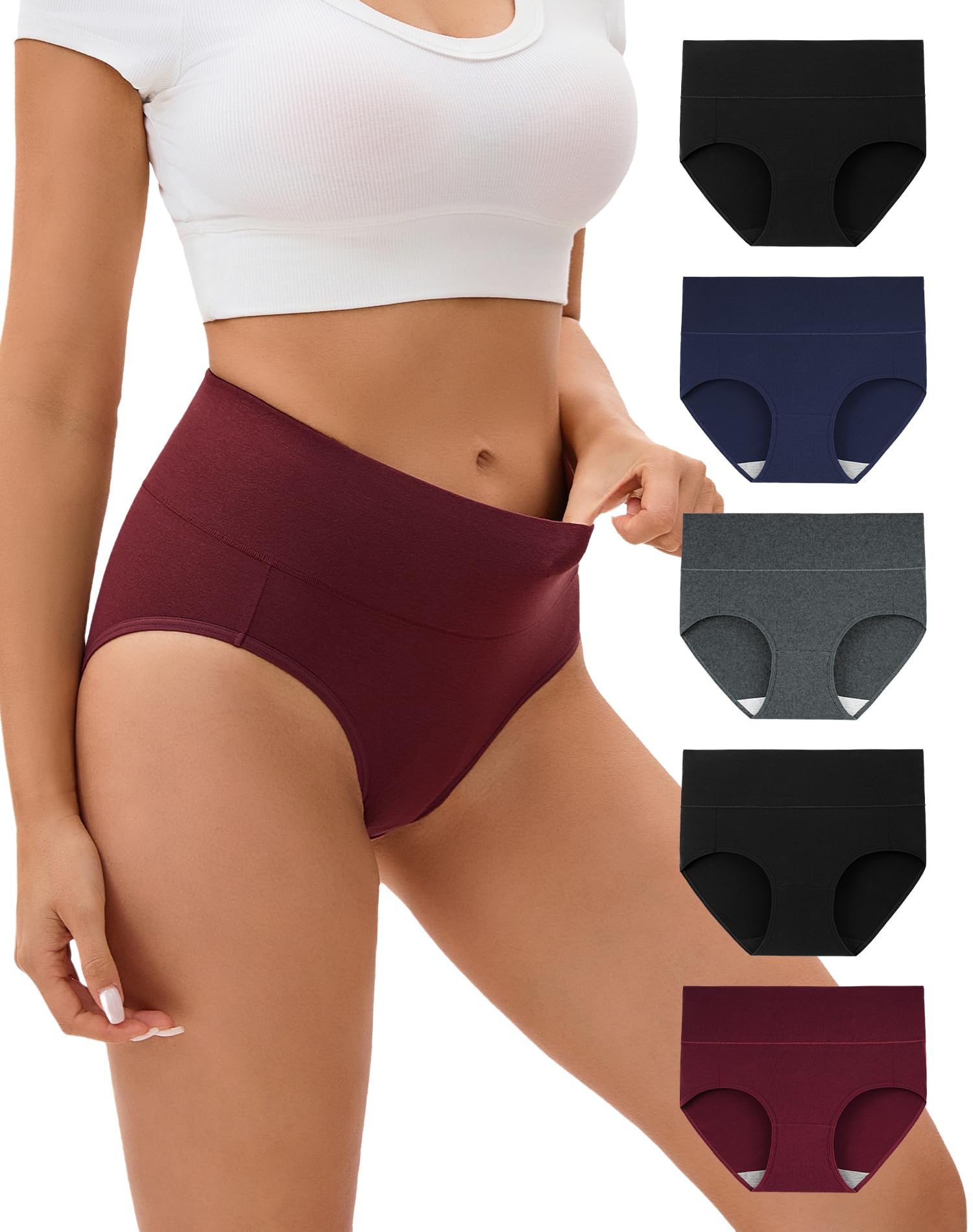 Womens Underwear Cotton Briefs Postpartum High Waisted Panties 5 Pack