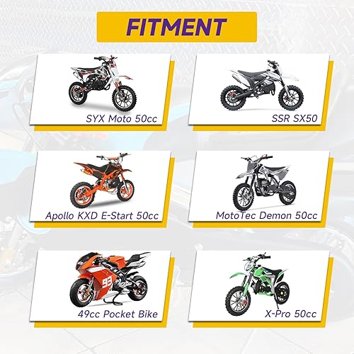 Miniatura 16 de HIAORS Carburador de 2 tiempos de 43 cc, 47 cc, 49 cc, compatible con SYX Moto 50cc Mini Dirt Bike ATV, PZ13 0.512 in Carb MTA1 MTA2 para Coolster