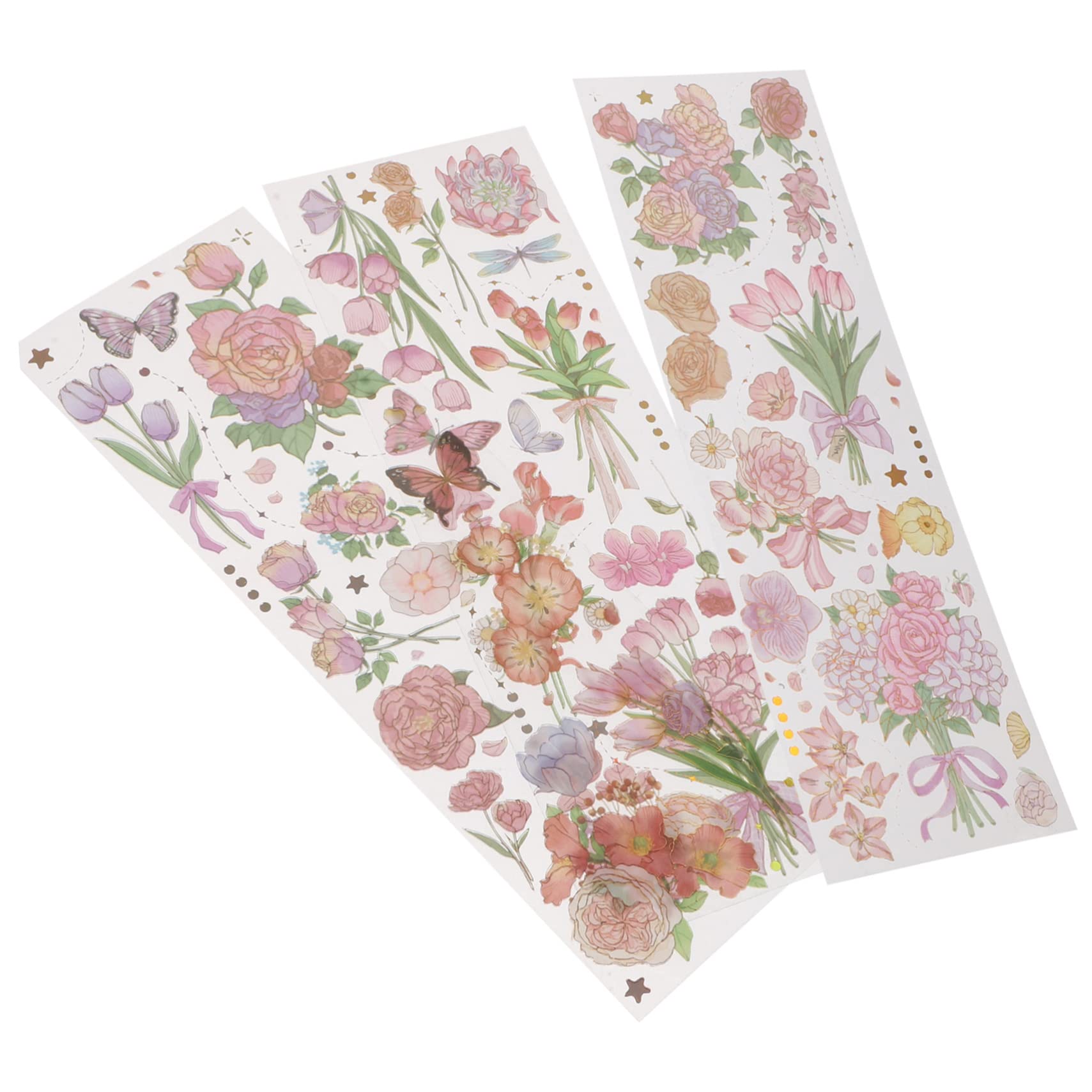 SHINEOFI 3 Stück 5 Blumenstempelaufkleber Sammelalbum Buchaufkleber Scrapbooking Zeitschriftenaufkleber Junk-journal-zubehör Selbstklebender Planer-aufkleber Blumenaufkleber Das Haustier
