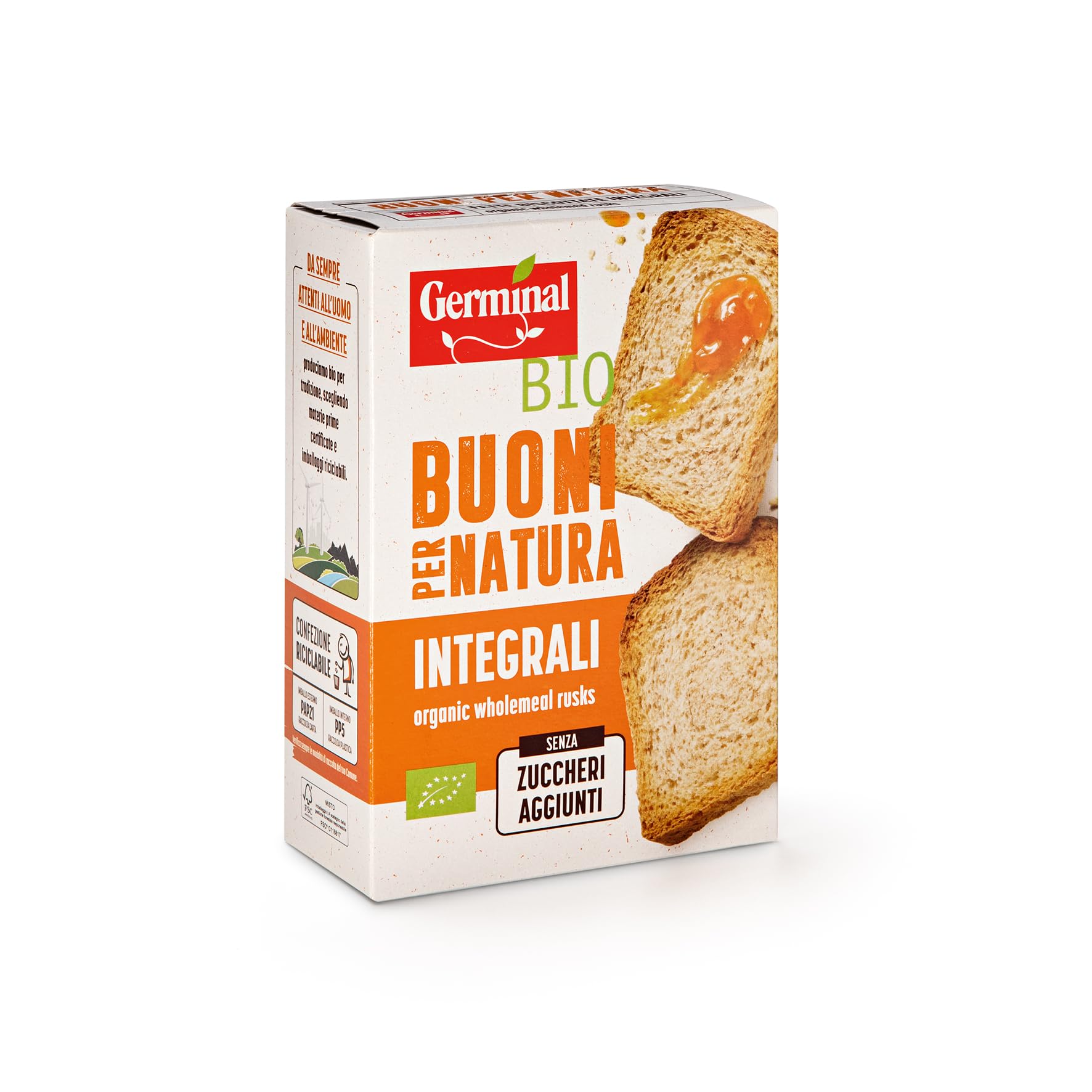 Germinal Bio Fette Biscottate Integrali - 12 confezioni da 200 gr - 2400 gr, 212