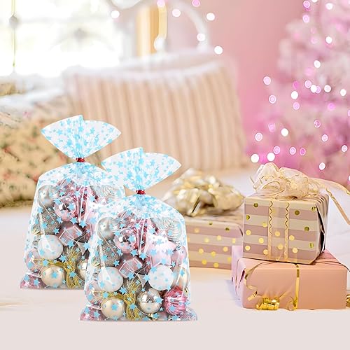 Miniatura 164 de COQOFA 100 bolsas de regalo de estrella rosa de 7 x 12 pulgadas, bolsas de regalo de celofán, bolsas de regalo de fiesta, bolsas de plástico Rosado