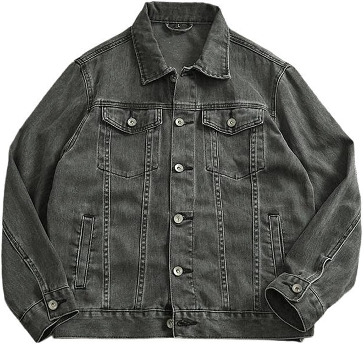 Mens Lightweight Casual Denim Jacket Spring Long Sleeve Slim Fit Jean Coat Outerwear