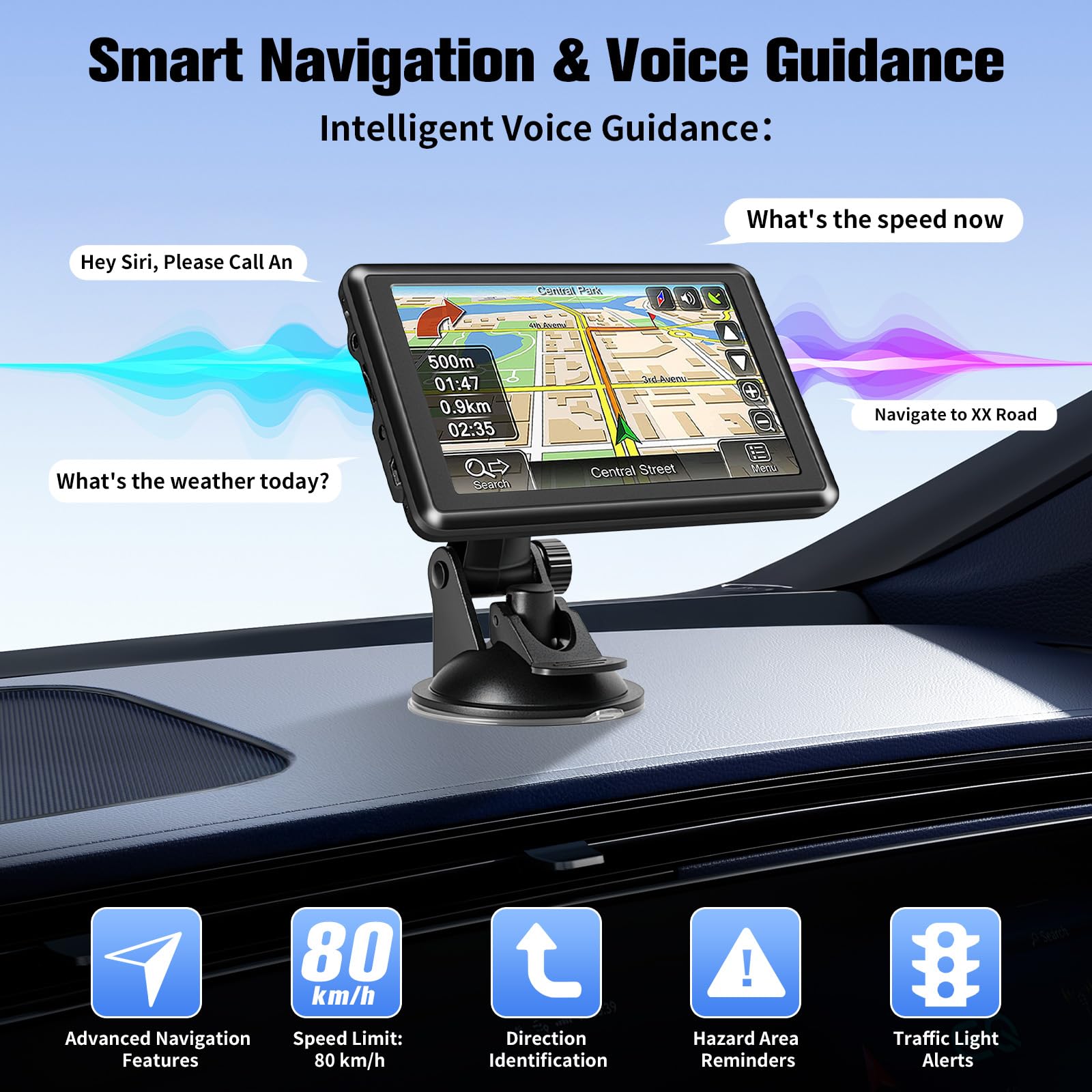 5 Inch GPS Navigator Sat Nav - 2025 Latest UK Map Sat Navs for Cars, Trucks and Buses,HD TFT Touch Screen HGV Satnav, Voice Turn Directions, Postcode Search, Lifetime Free Updates — view 2