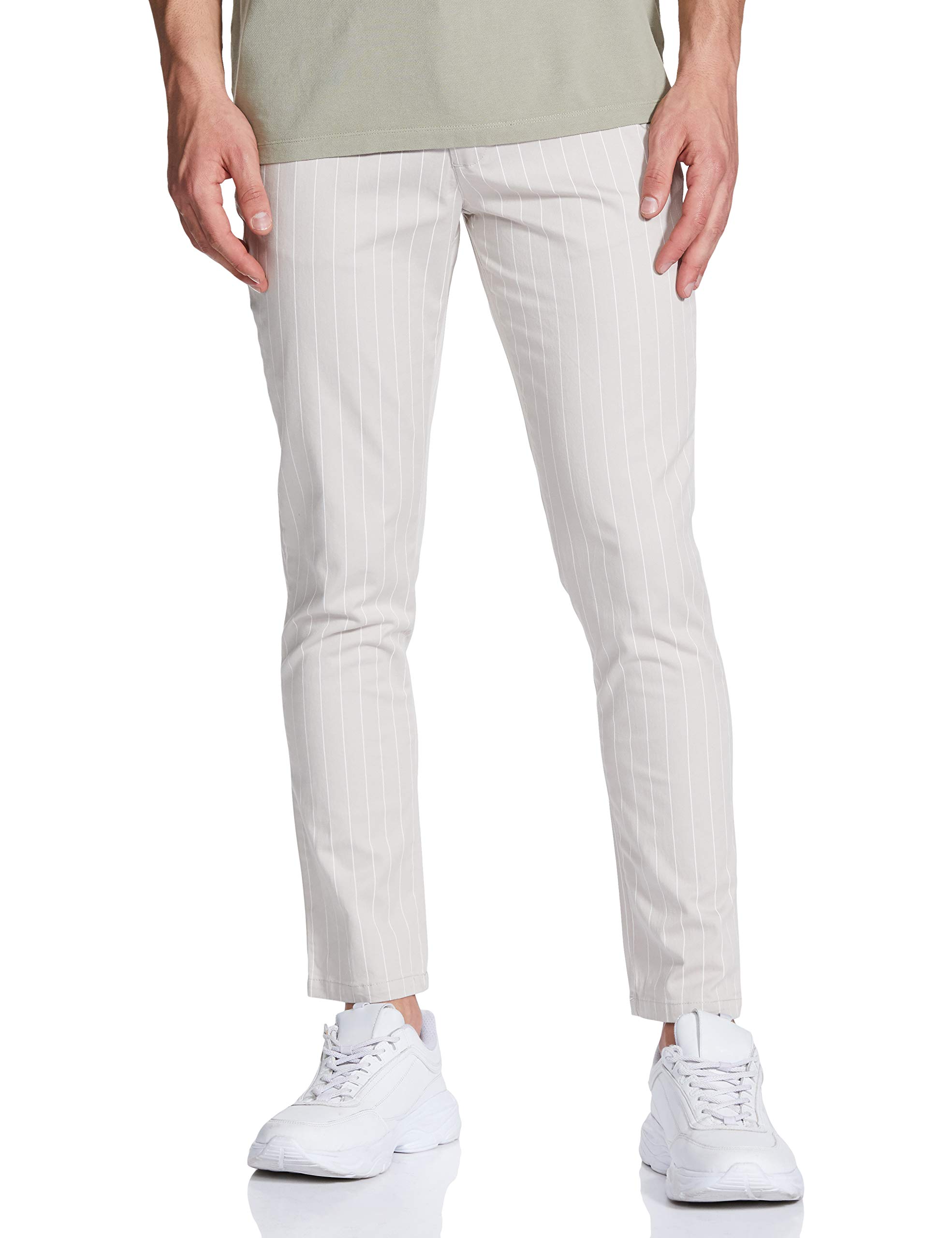 the indian garage co Men Slim Fit Vertical Striped Mid-Rise Chinos-picture-28