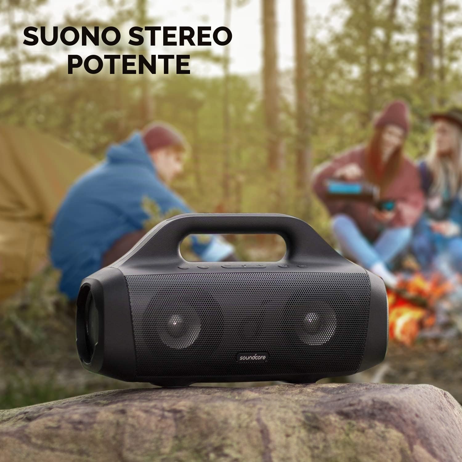 Soundcore Motion Boom Cassa Bluetooth Portatile, con driver audio in titanio, tecnologia BassUp, IPX7, 24h, ideale per esterni, giardino, spiaggia