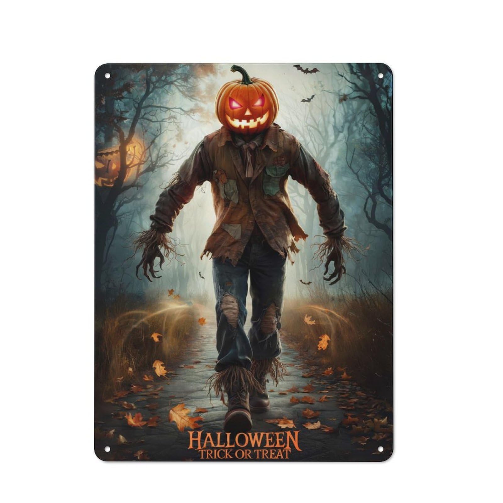 Tin Wall Plaque 40x30cm with Halloween Scarecrow for Living Room Or Hallway, A Decorative Christmas Gift for Home Wall Decor Collectors