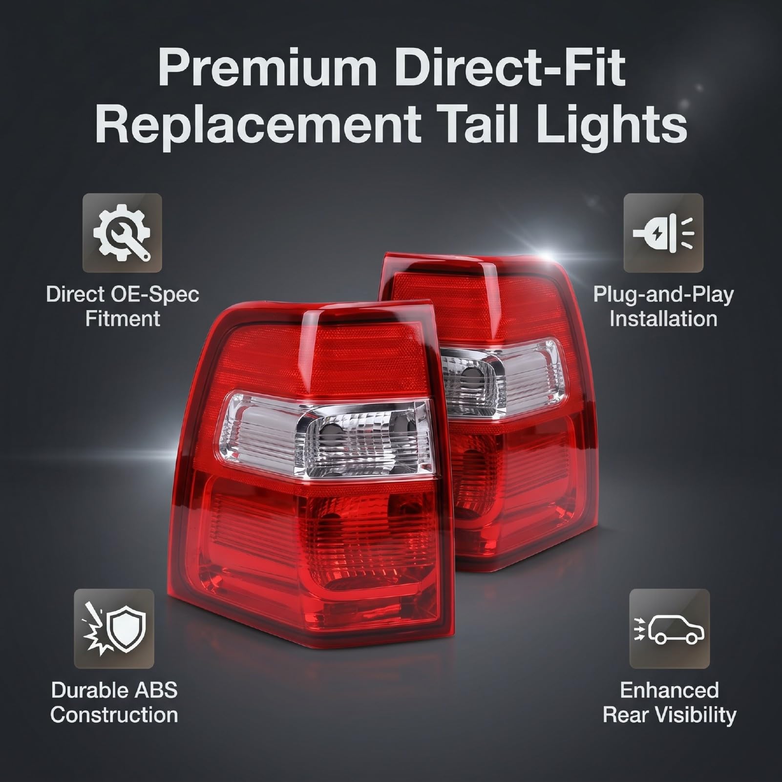 Tbest Conjunto de Luces Traseras Izquierda y Derecha, Pilotos Traseros con Conectores Estándar, par for Reemplazo de Luz Trasera