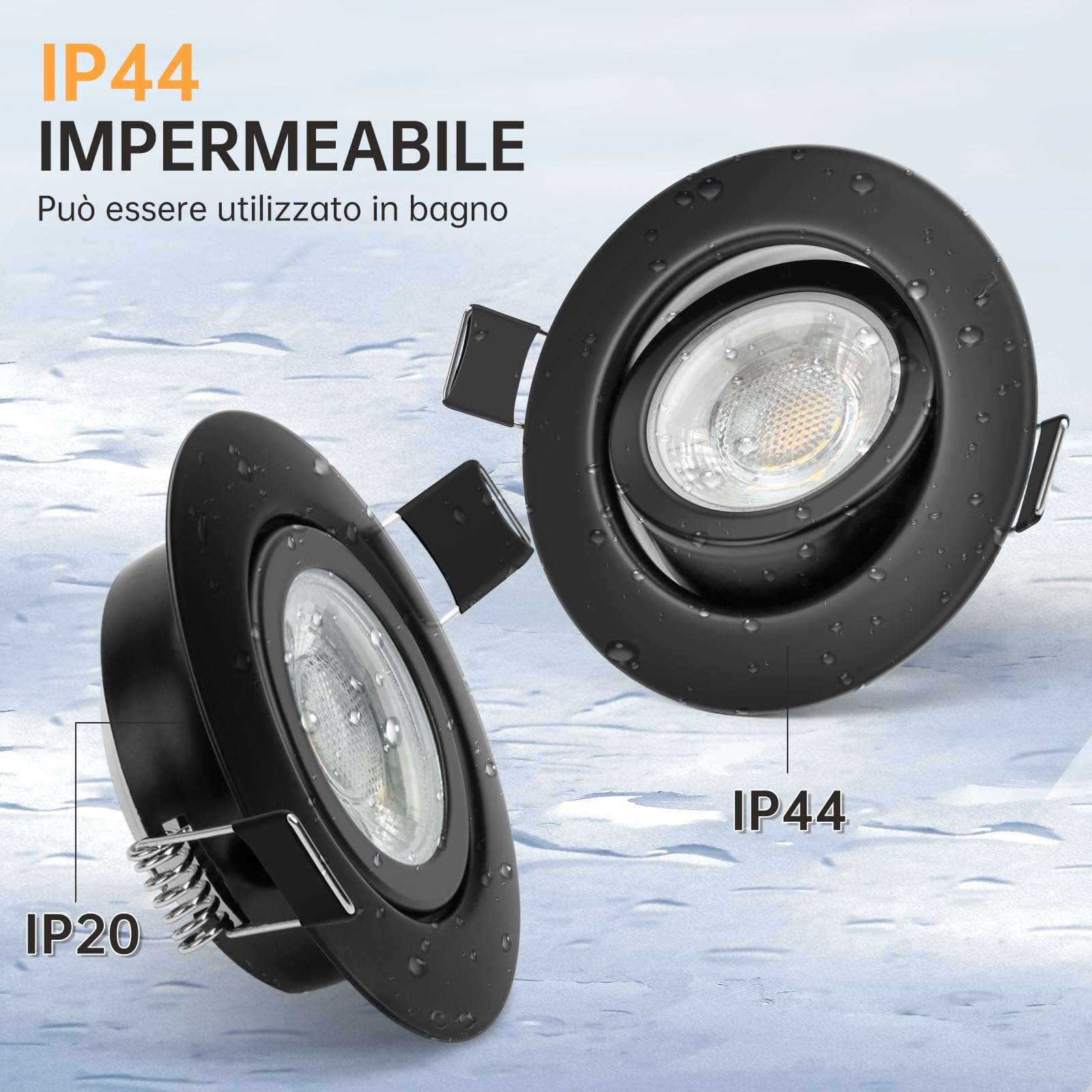 wowatt Set da 10 Faretti LED da Incasso per Cartongesso Dimmerabili Nero 7W | 700LM 2800K Luce Calda Lampada da Soffitto Ultrasottili, IP44 Spot LED 230V Orientabile Rotondi Foro 68mm per Bagno Cucina