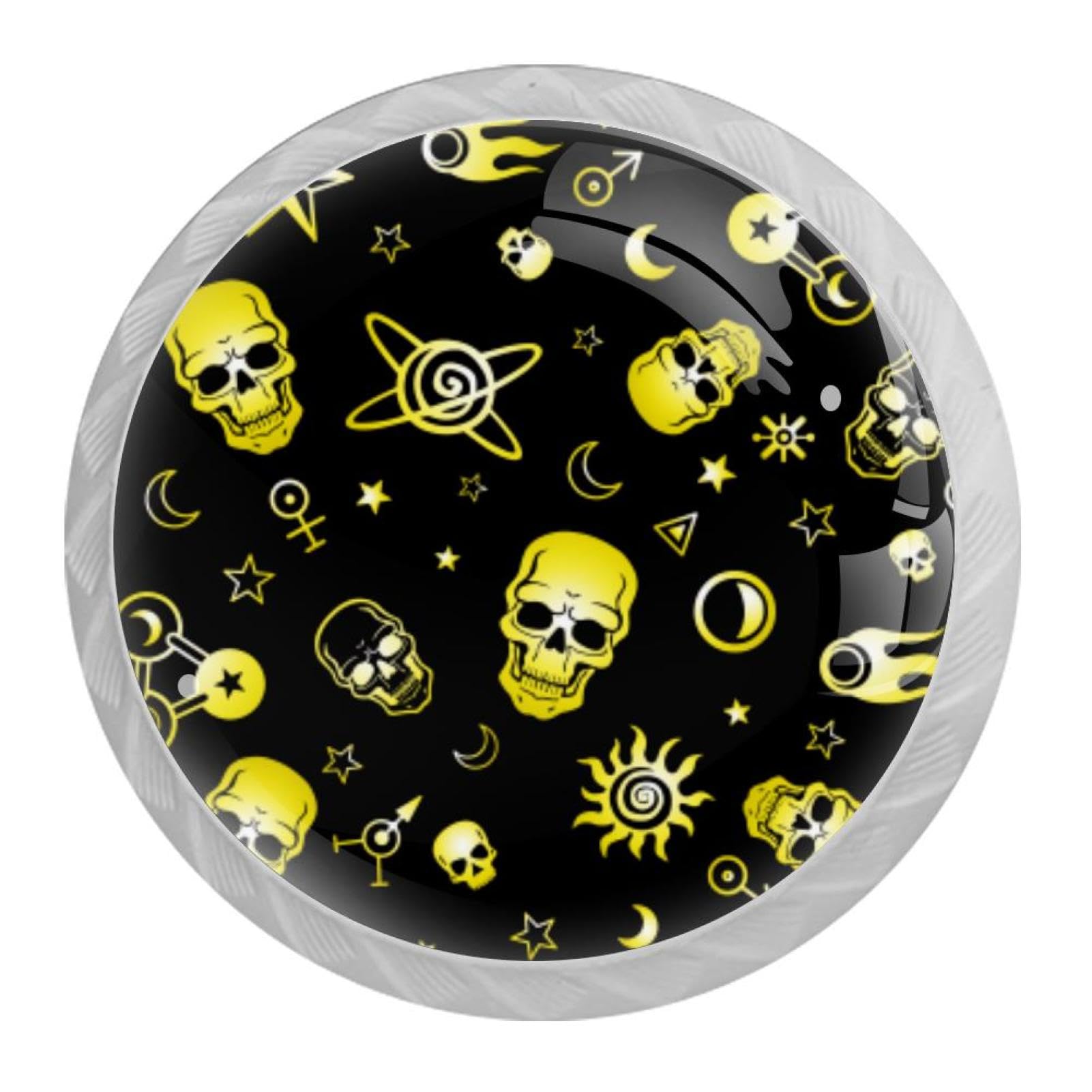 Tqmspg 4 Pieces Drawer Pulls Skull Pattern Door Knobs Dresser Handles for Kitchen Wardrobe Cupboard Hardware Furniture
