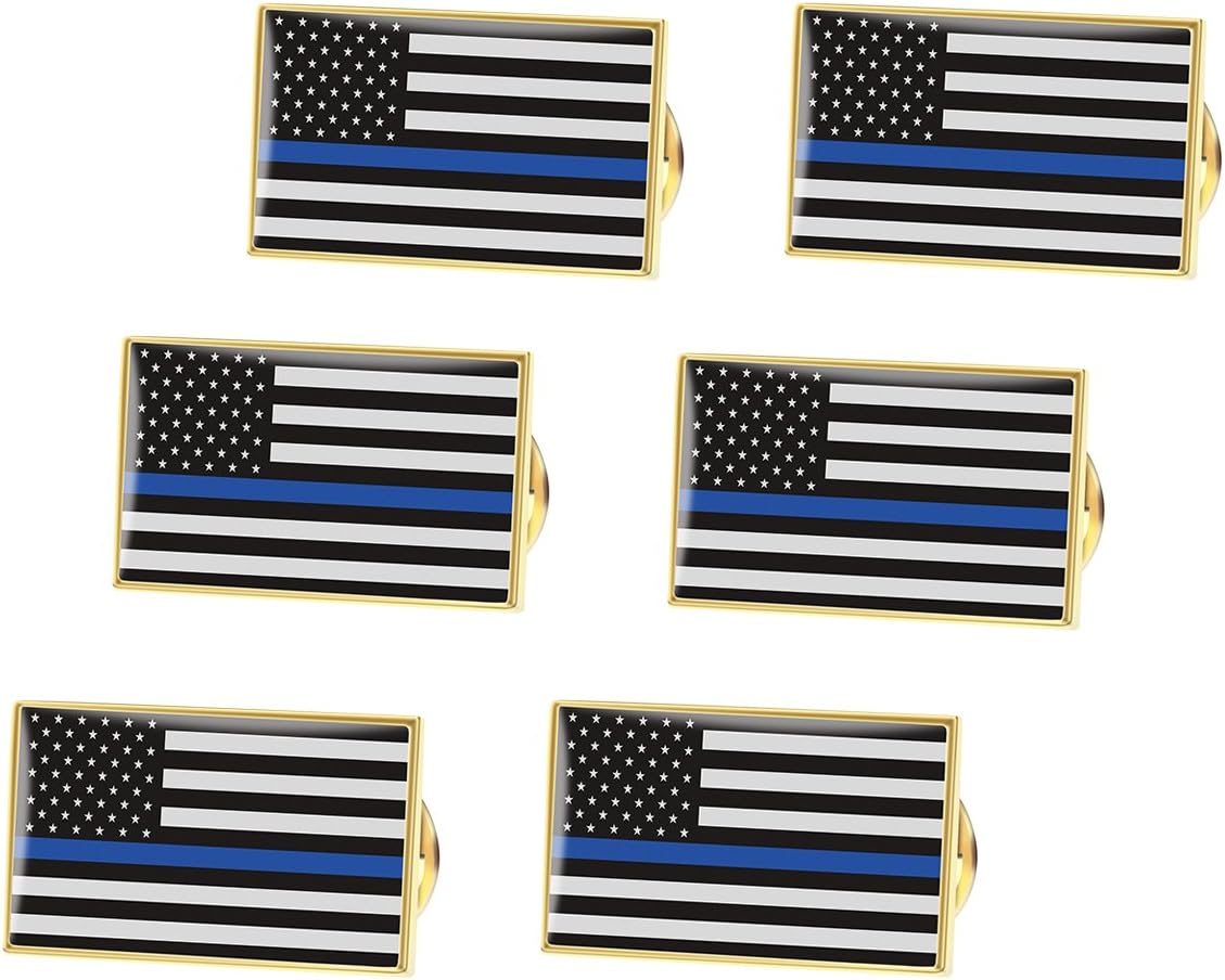 American Flag Pin Thin Blue Line Police Lapel Pin Pack of 6