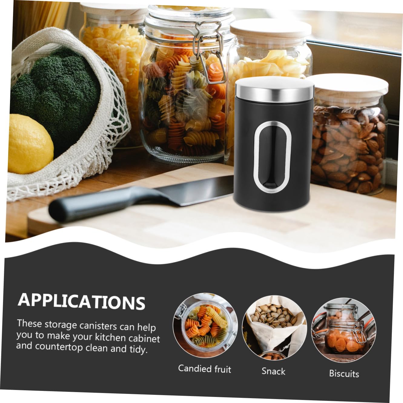 3 pezzi Barattoli da Cucina in Acciaio con Ermetico Contenitori Sigillati per Caffè e Spezie Design Compatto e Trasparente per Conservazione e Ordinata