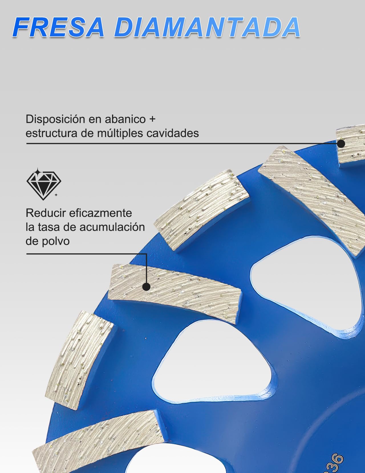 Disco abrasivo de diamante, 180 mm × 22,23 mm, para trabajos de lijado con hormigón y materiales de construcción duros, granito, piedra natural, yeso, mármol, color azul