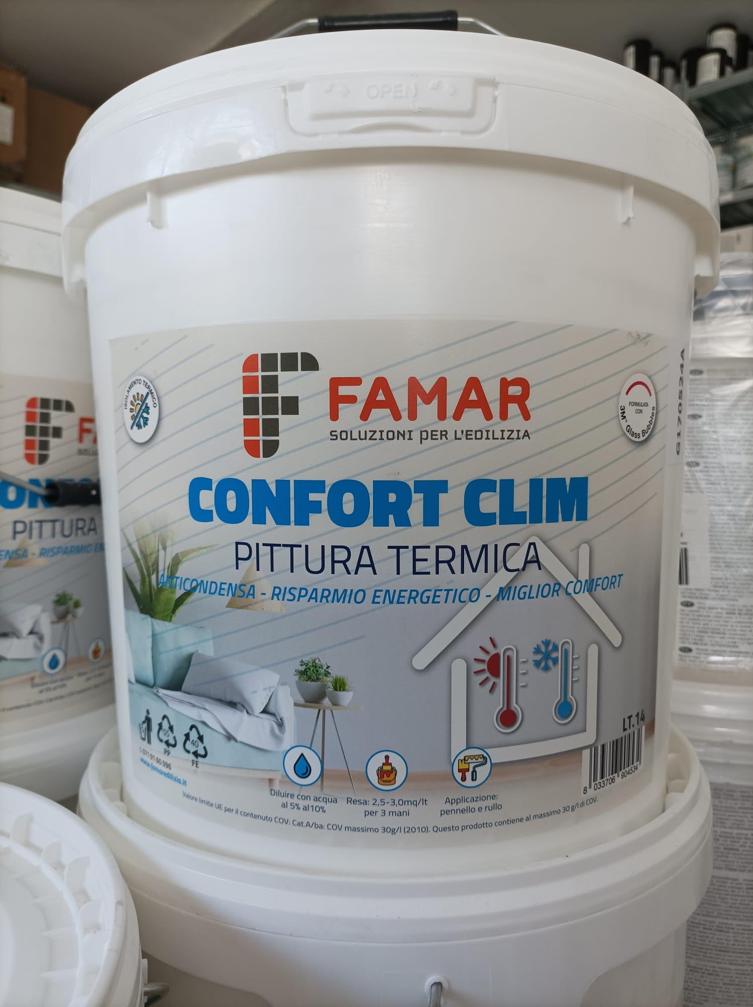 Generico Idropittura Termica Anticondensa Termoisolante per interni - 5 L - Bianco - Pittura con microsfere di vetro antimuffa