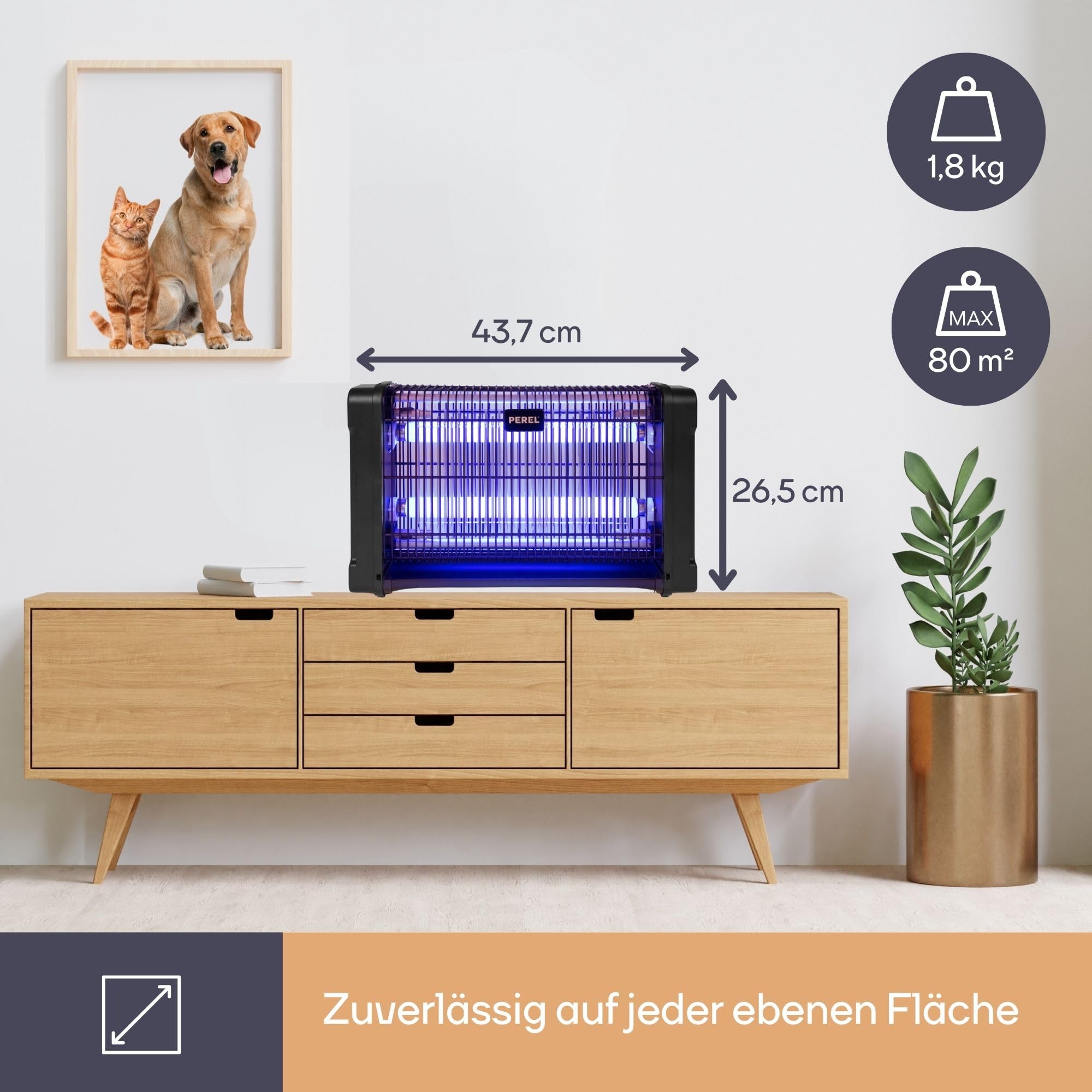 Perel GIK08ON 85437090 UV-Insektenfänger 20W (B x H x T) 437 x 265 x 100mm 1St.