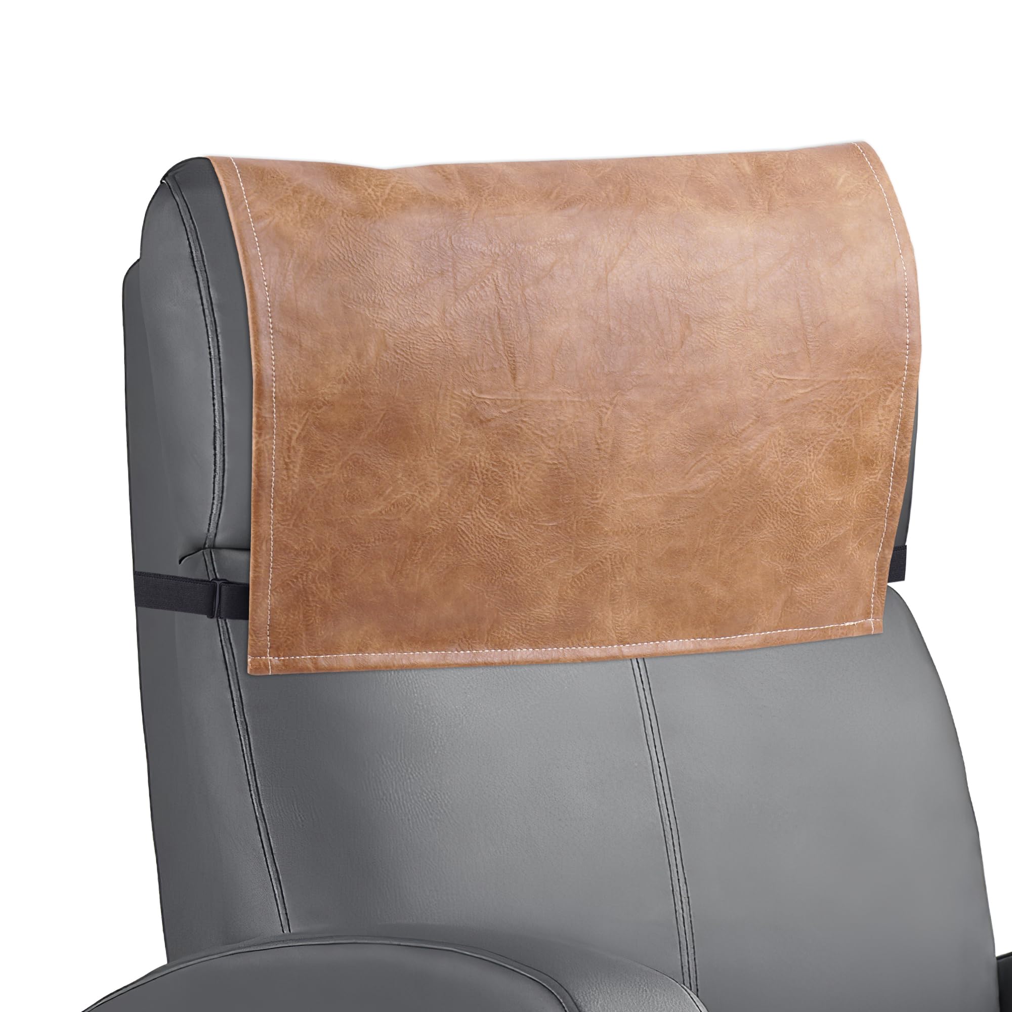 Mtzmy Recliner Headrest Protector,Non Slip Waterproof Headrest Cover,Leather Recliner Headrest Cover for Sofa,Furniture,Living Room,Office Chair(1-Crazy Brown)