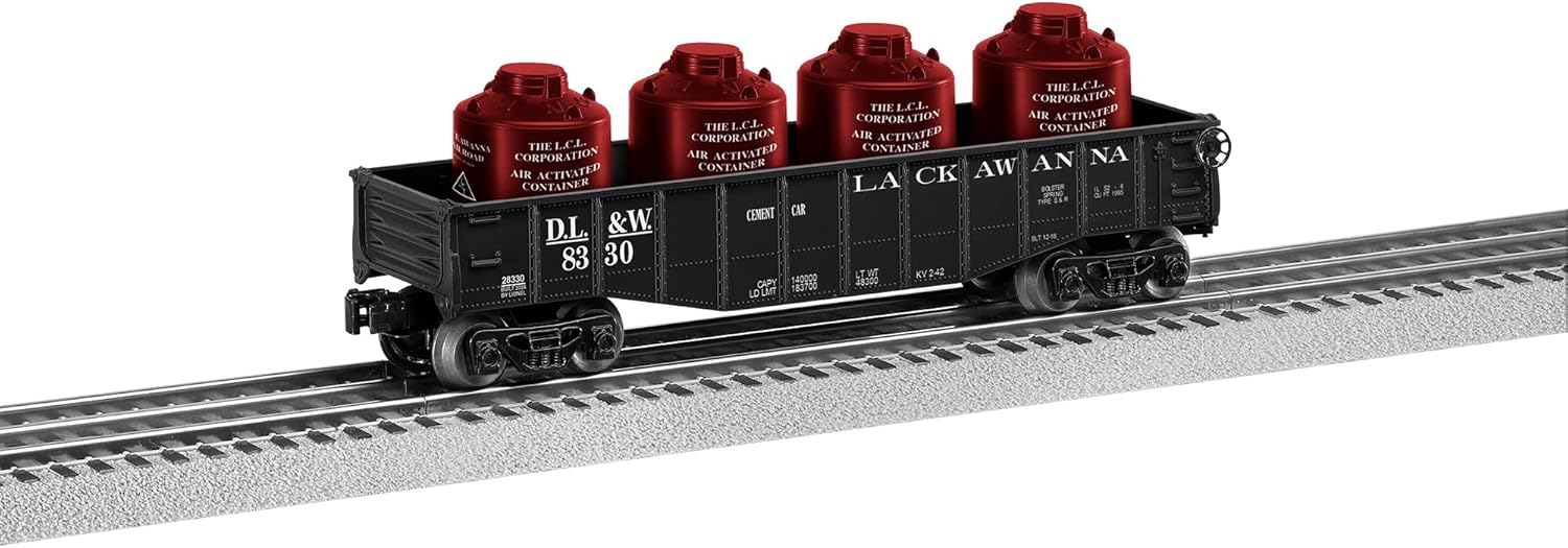 Lionel Lackawanna O Gauge Model Train Gondola Car with Canister Load