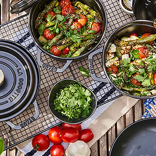 Image of STAUB Cast Iron Dutch Oven 1.25-qt Round Cocotte, Made in France, Serves 1, Matte Black