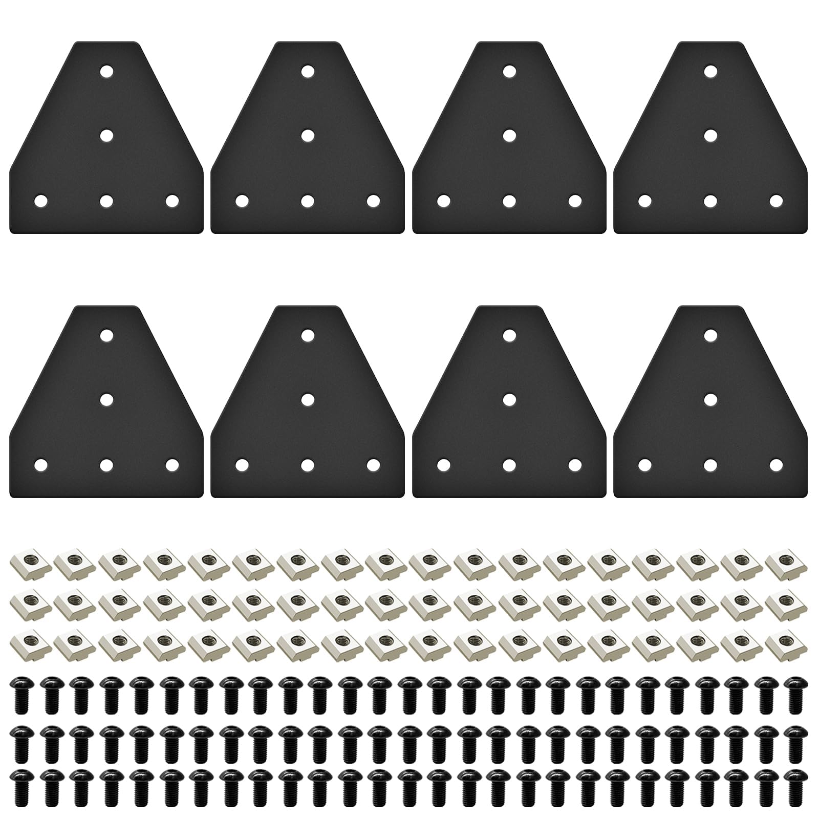 8pcs 3030 Extrusion T Plate Joining Corner Brackets Connector T Slot Hardware 3030 V Slot Aluminum Extrusion Accessories With T Nuts And Screws For Extruded Aluminum Black