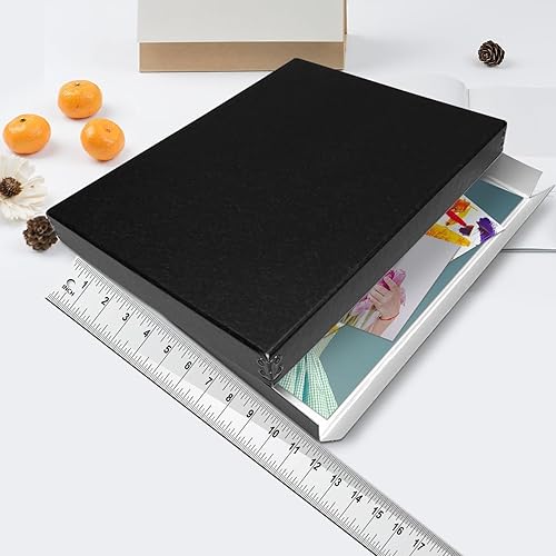 Vista 181 de Lineco, Caja de almacenamiento de archivos de museo de color tostado de 9 x 12 pulgadas, diseño frontal caído. Sin ácidos con borde de metal.