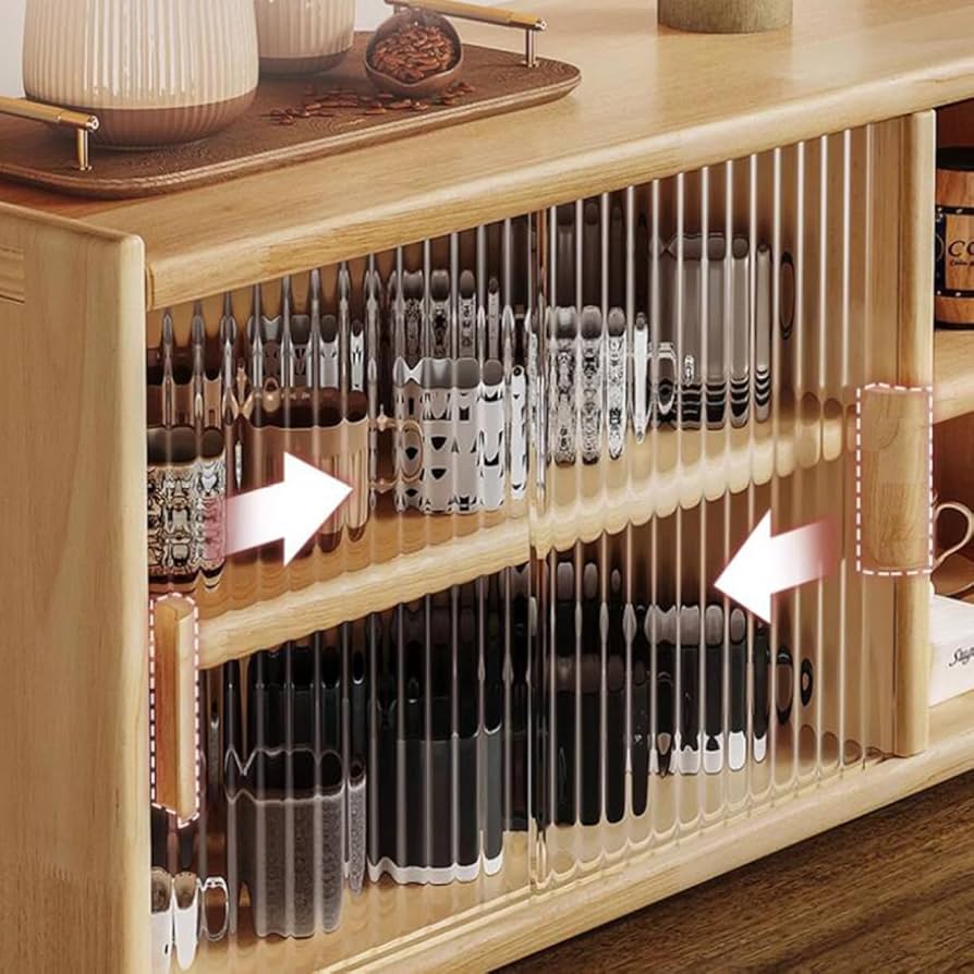 Amazon｜MJKQ9 食器棚 収納 63*28*34 透明 木製 キッチン収納