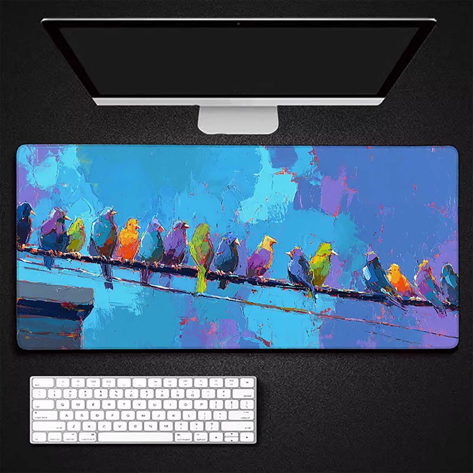 Podkładka pod mysz XXL 1500 x 800 x 3 mm, duża niebieska podkładka pod mysz do gier z motywem, mata pod mysz dla zwierząt na biurko do gier na PC, MacBook, laptop, poprawia dokładność i szybkość dla