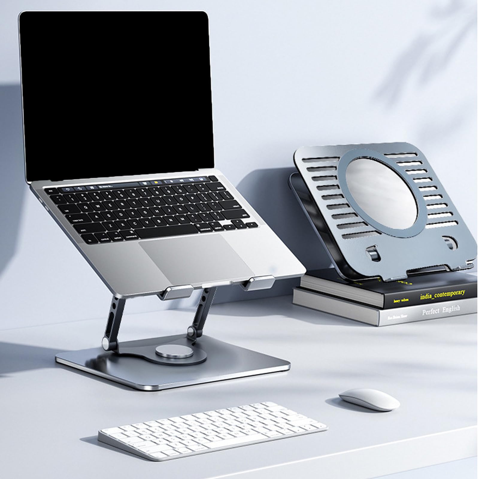 Soporte portátil plegable para portátil, rotación ajustable, altura antivibración, diseño antivibración para uso doméstico para portátiles de 15.6 pulgadas, soporte ergonómico para laptop