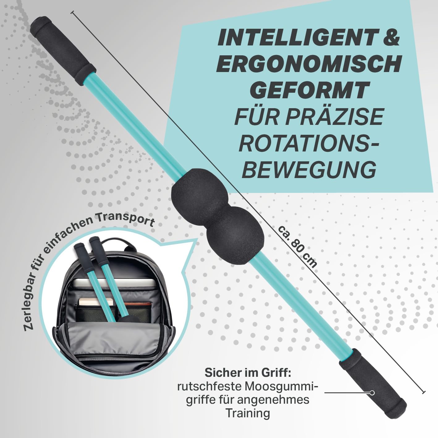 Wirbelsäulen-Trainingsgerät zur Mobilisation & Rotation | Rückenmuskel Training für mehr Beweglichkeit & Stabilität | Ergonomisch, rutschfeste Griffe, inkl. Trainingsposter Back Dani