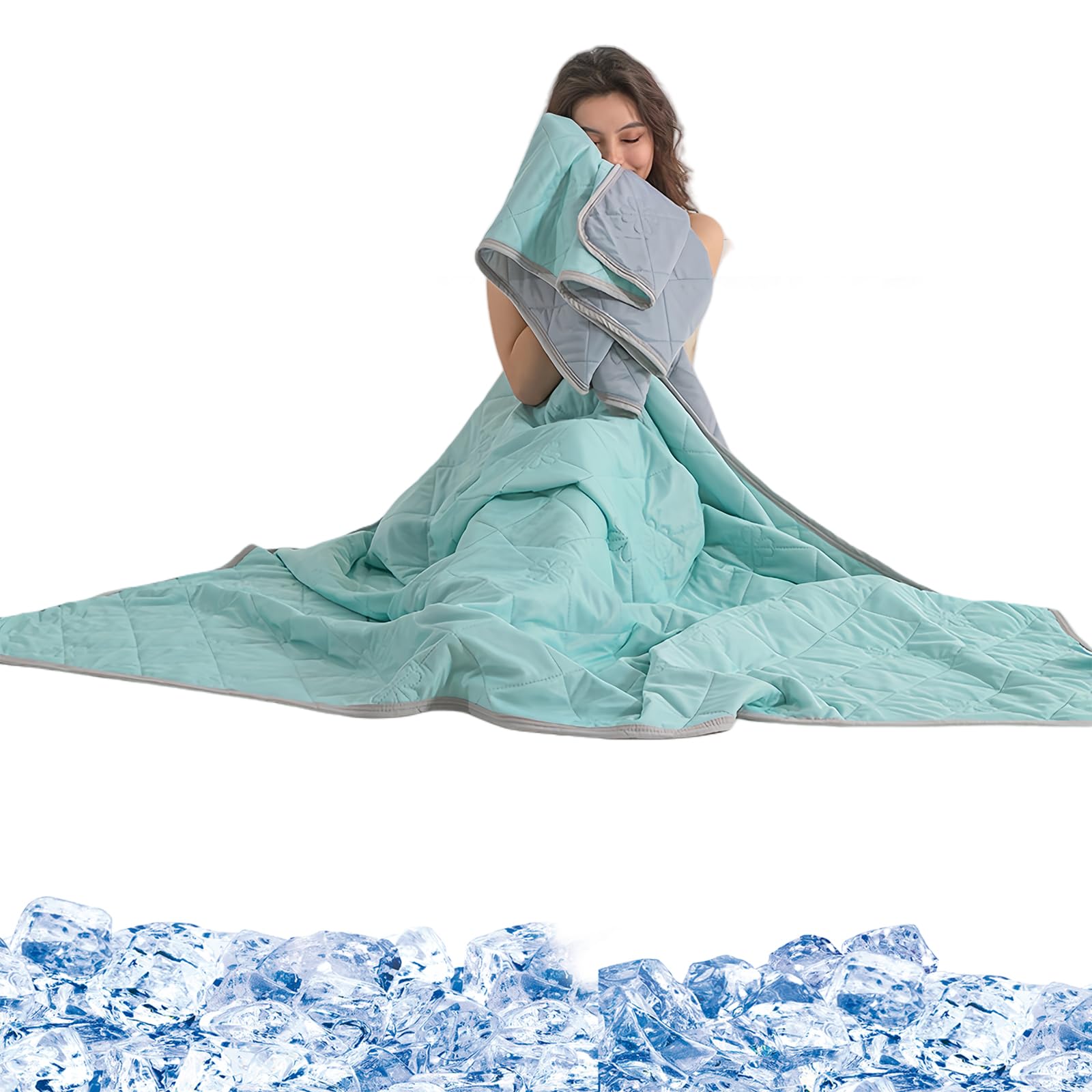 Cooling Throw Blanket for Hot Sleeper, Summer Cooling Blanket, 1 Count Soft Breathable Lightweight Blankets, Hot Flashes Night Sweats (green,150 * 200CM/59.06×78.74 in)
