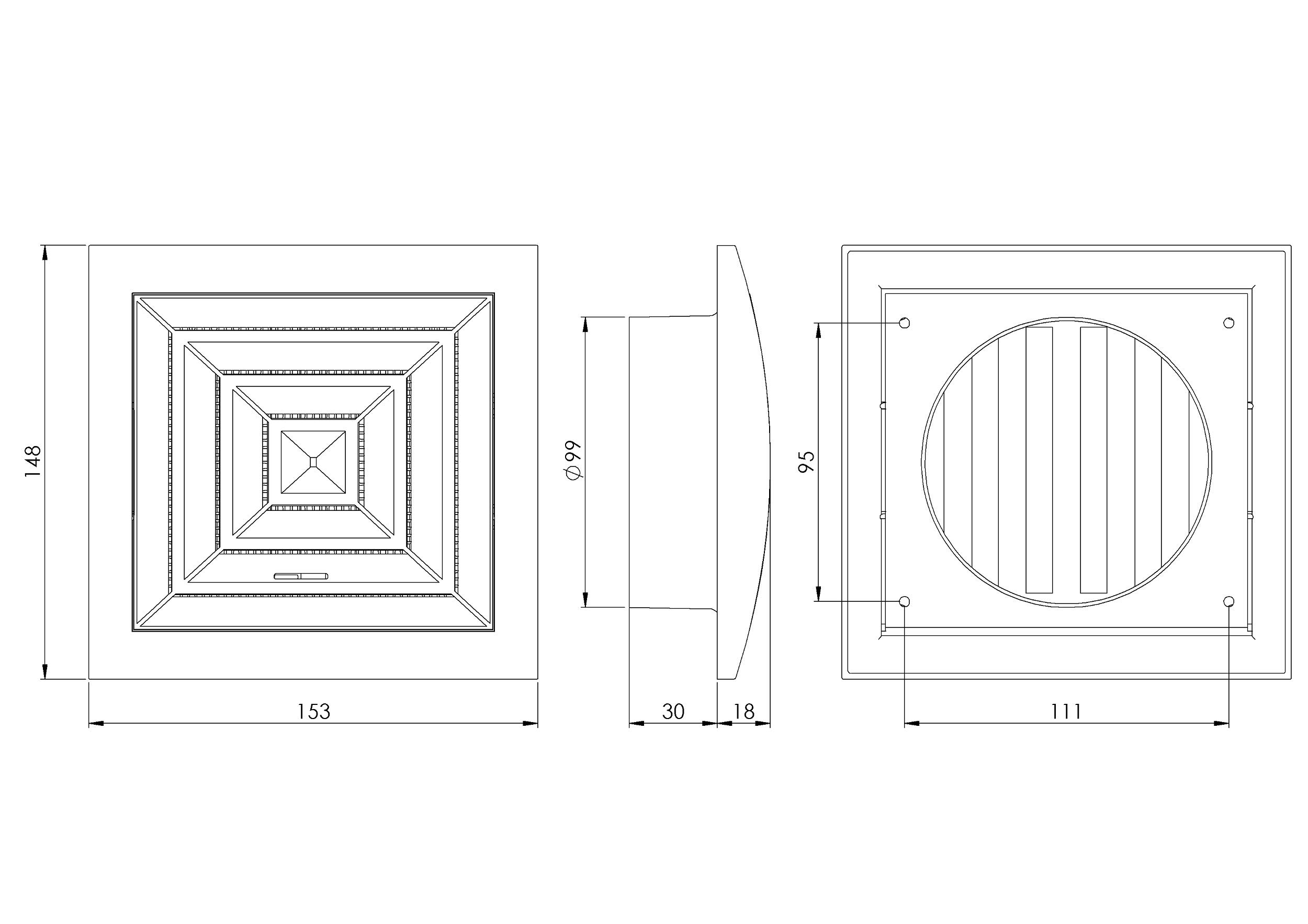 Steinberg14 White diameter 100mm / 4inch Plastic Ventilation Grille, Adjustable Ceiling Vent Cover, White Adjustable - Image 2