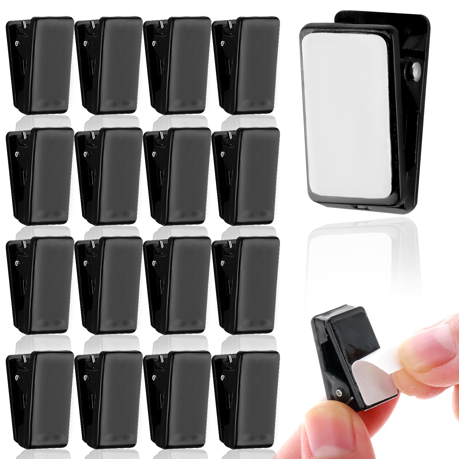 15 Pcs Self Adhesive Tapestry Clips - Double-Sided Adhesive Spring Clips for Blanket, Poster, Clothing, Wall Flag (Black)