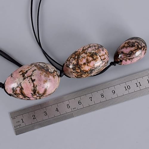 Miniatura 7 de Juego de huevos de jade para taladro de rodonita natural huevo de yoni bola de masaje de cuarzo mineral para mujer 1575 x 0984in