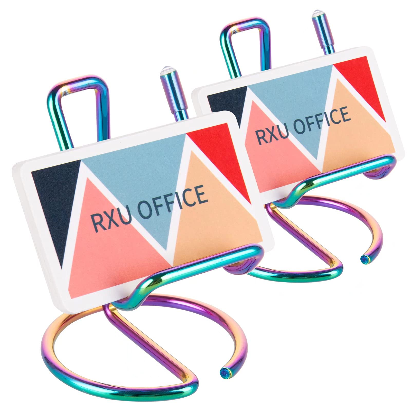 RXU Business Card Holder for Desk 2 Pack Cute Metal Colour Desktop Business Card Holder Display for Men
