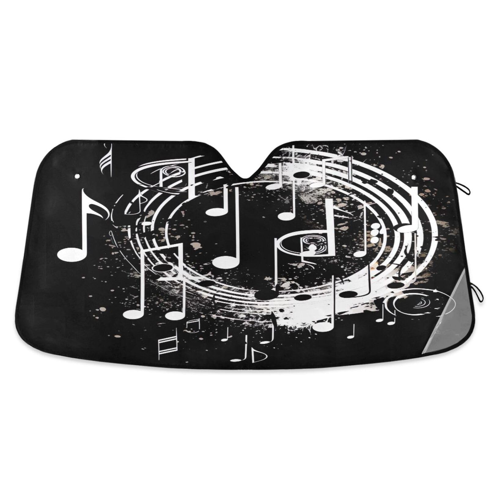 Haskirky Musical Notes Car Windshield Sunshade Blocks UV Ray Folding Sun Shield Automotive Interior Protector Keep Your Vehicle Cool 57x31.5 in