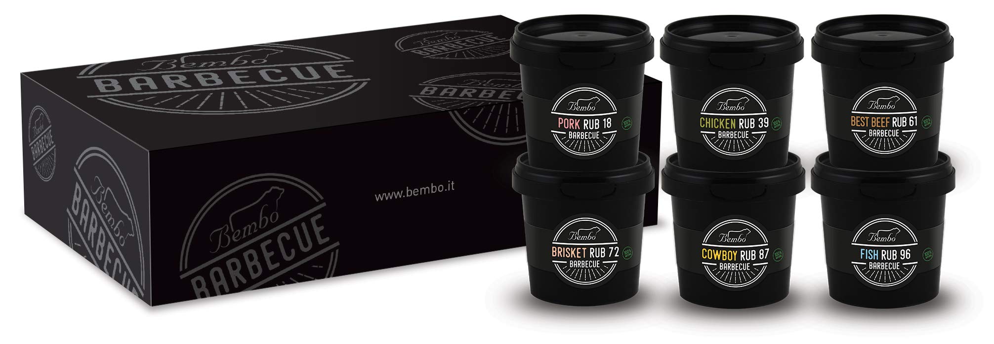 Bembo Barbecue - BBQ Rub - Starter Pack - Miscele di Spezie per Barbecue e Marinatura - Made in Italy - 6 Vasetti