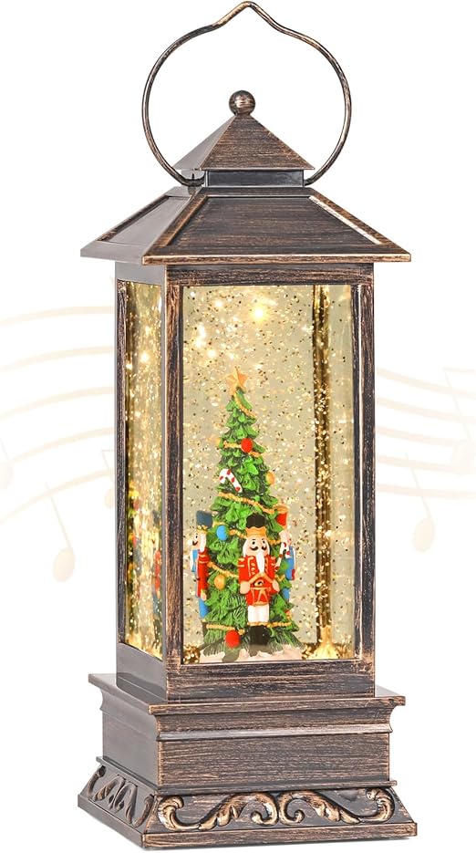 Nutcracker Snow Globe, 12 Inch Musical Christmas Snow Globes, Battery & USB Powered Christmas Lantern for Christmas, Thanksgiving, Party, Table, Home Decorations, Christmas Ornaments