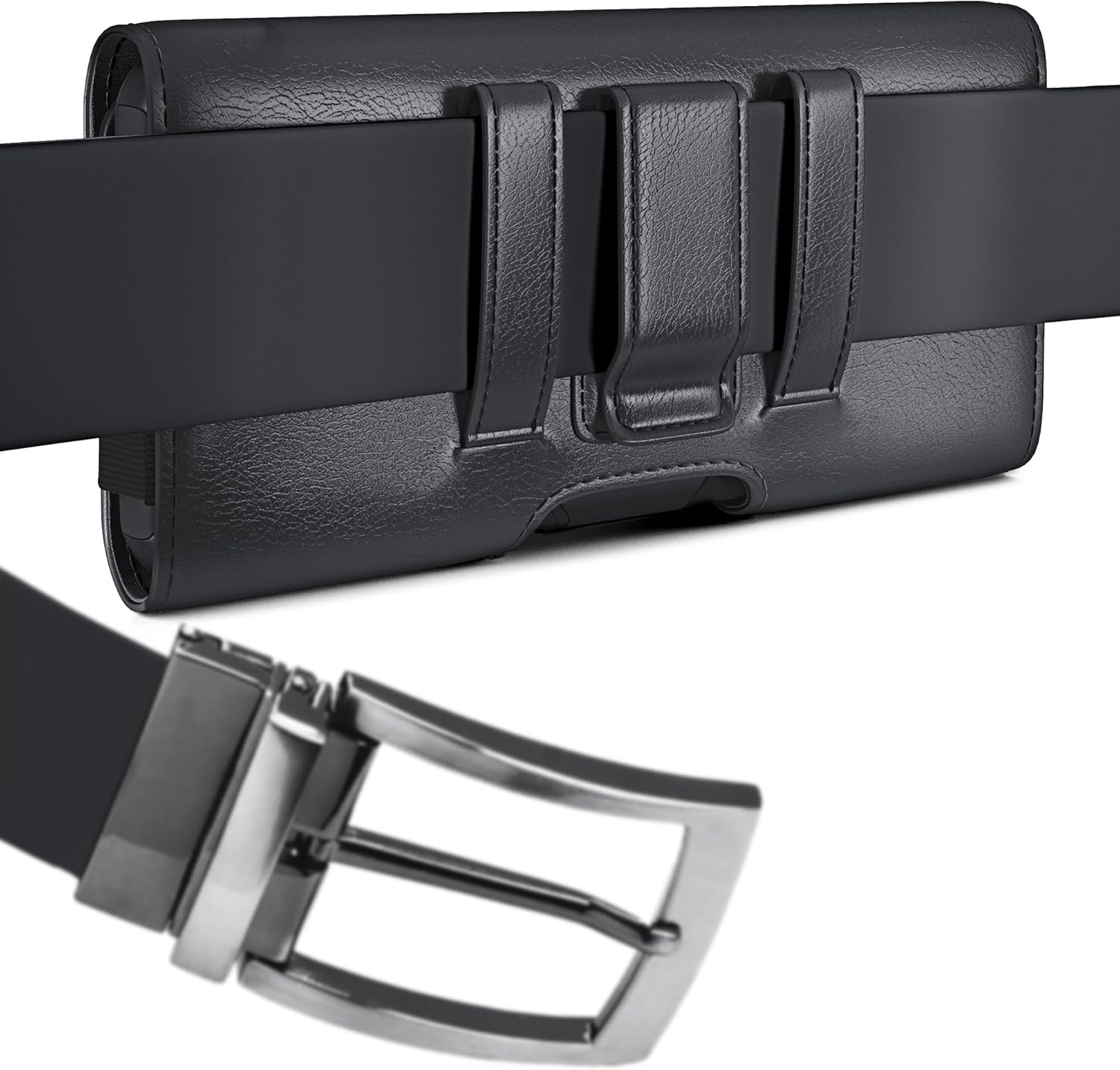 Holster for iPhone 16 16e Pro 15 14 13 12 11 10 XR Xs X, Samsung Galaxy S25 S24 S23 5G - Cell Phone Belt Holder Case with Clip - ID Card Magnetic Pouch - Black - Image 8