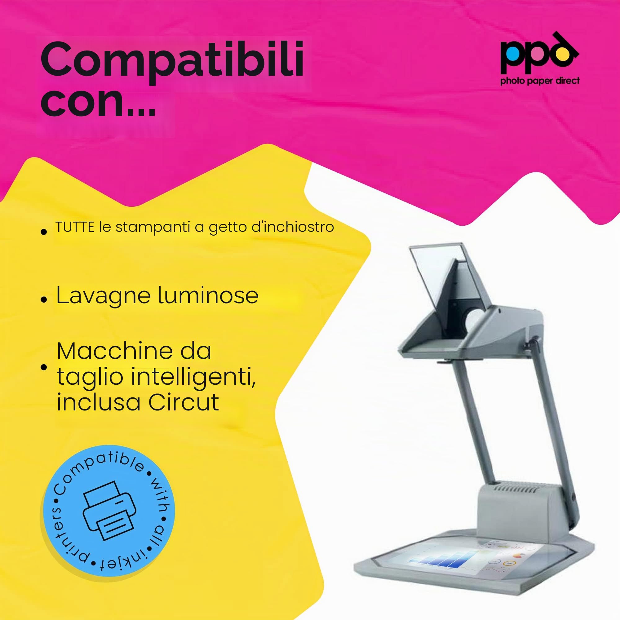 PPD A4 50 Fogli Trasparenti Per Stampanti Inkjet - Per Lavagne Luminose - PPD-34-50