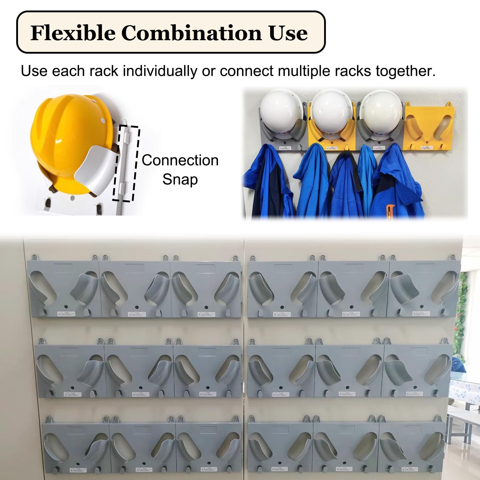 Soporte para Casco de Seguridad Soporte Empalmable para Casco Sin Taladrar, Organizador para Casco de Construcción, Soporte para Casco para Oficina en Casa, Ahorra Espacio(White,20pcs)