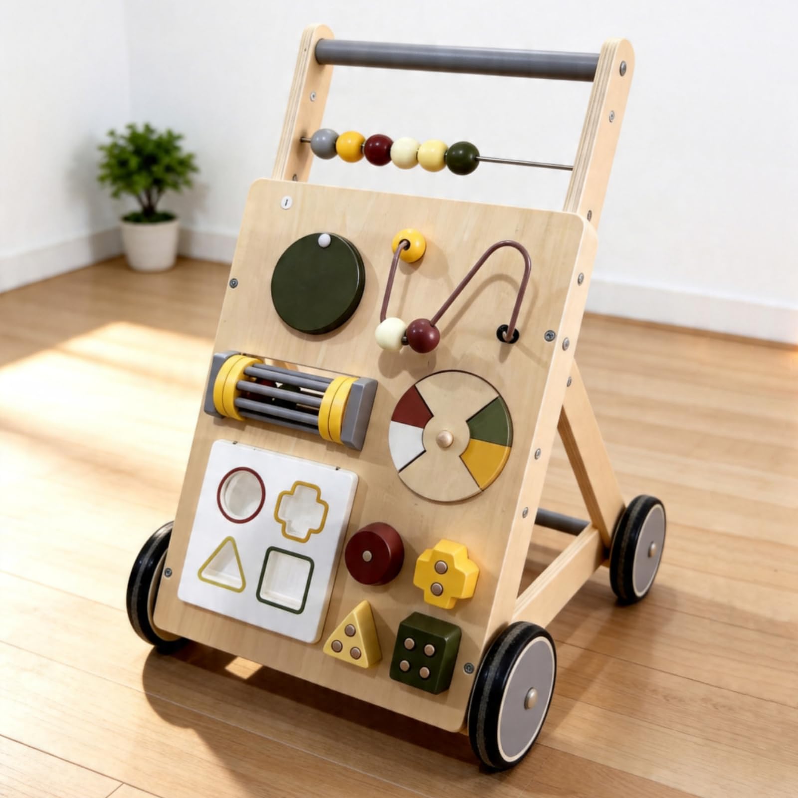 Gralara Carrello per Imparare a Camminare in Legno Multifunzionale Carrello per Imparare a Camminare con Attività Stabile con Centro Attività