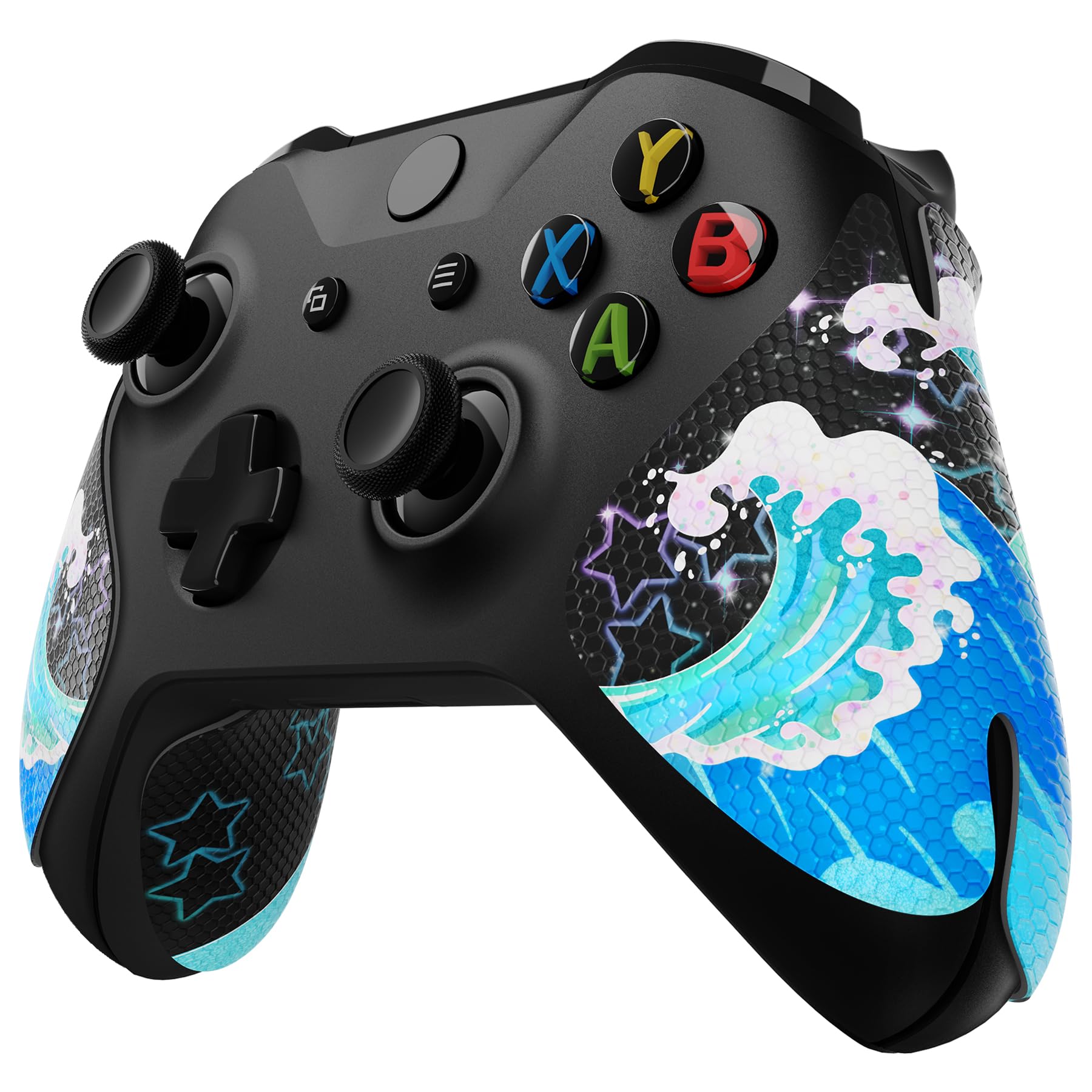 eXtremeRate Shimmering Waves Anti-Skid Sweat-Absorbent Controller Grip for Xbox One S & X, Xbox One Controller, Professional Textured Soft Rubber Pads Handle Grips for Xbox One Xbox One S/X Controller