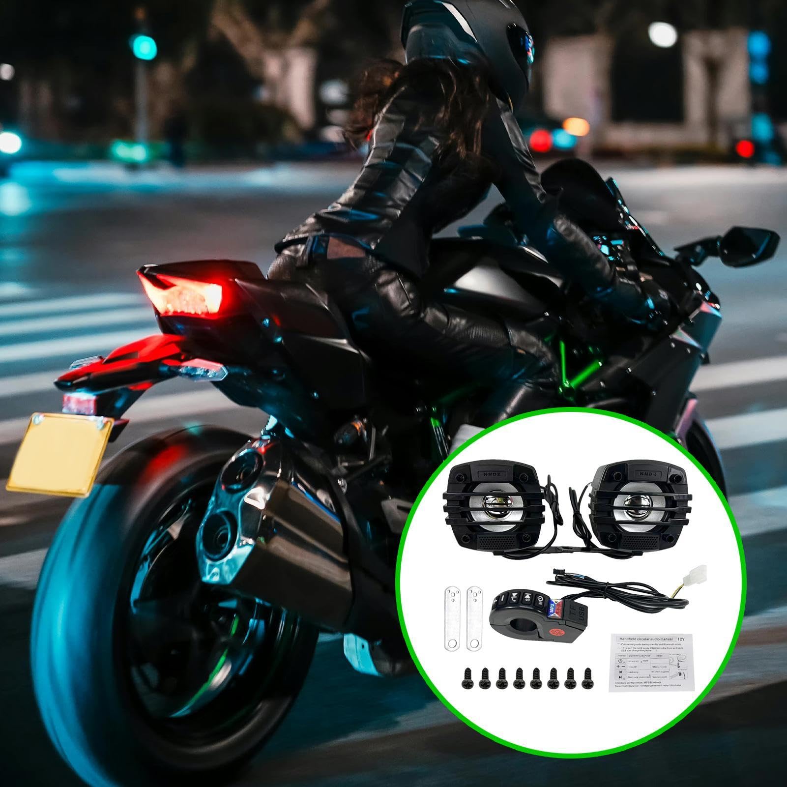 Altoparlante da manubrio,Altoparlanti per moto, Altoparlanti per montaggio su manubrio del audio, Amplificatore radio, di amplificazione audio, stereo per moto con audio HiFi per ATV e UTV