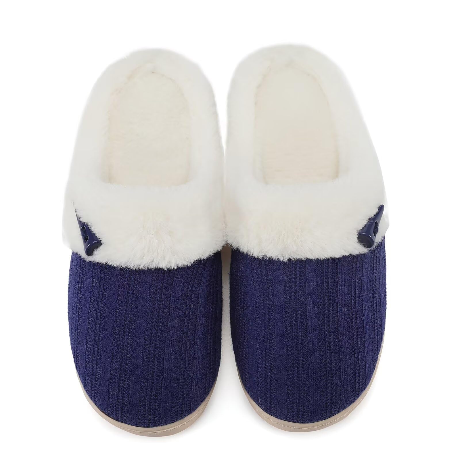 NineCiFun Women's Slip on Fuzzy House Slippers Memory Foam Slippers Scuff Outdoor Indoor Warm Plush Bedroom Shoes with Faux Fur Lining