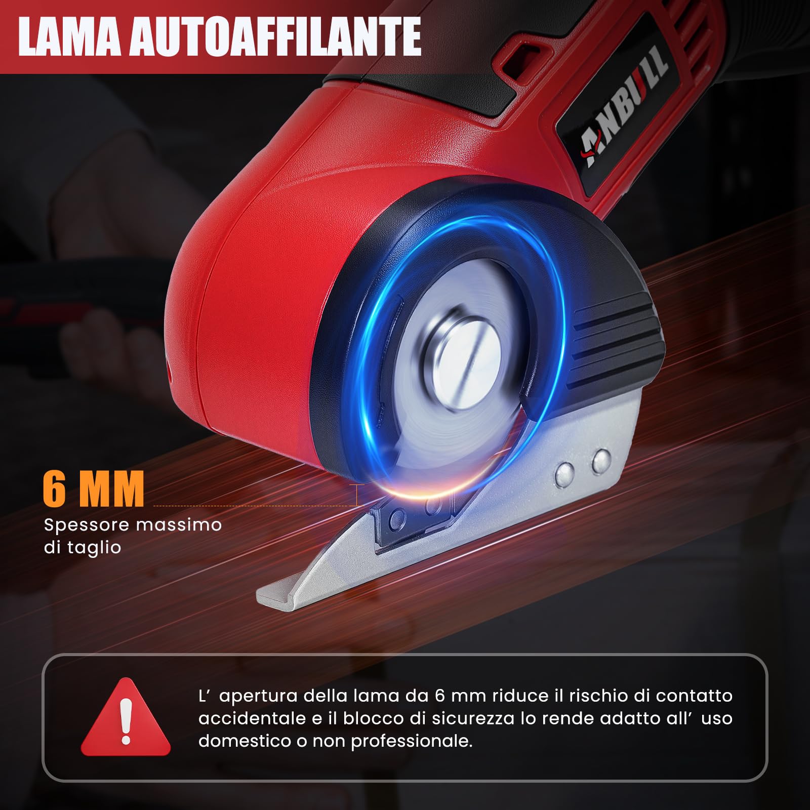 Anbull Forbici Elettriche Senza Fili 4V, Forbici Elettriche per Cartone, Taglierina Elettrica Ricaricabile USB, con 1 lama, Ideale per Tessuti, Pelle e Cartone, Leggere e Sicure per DIY