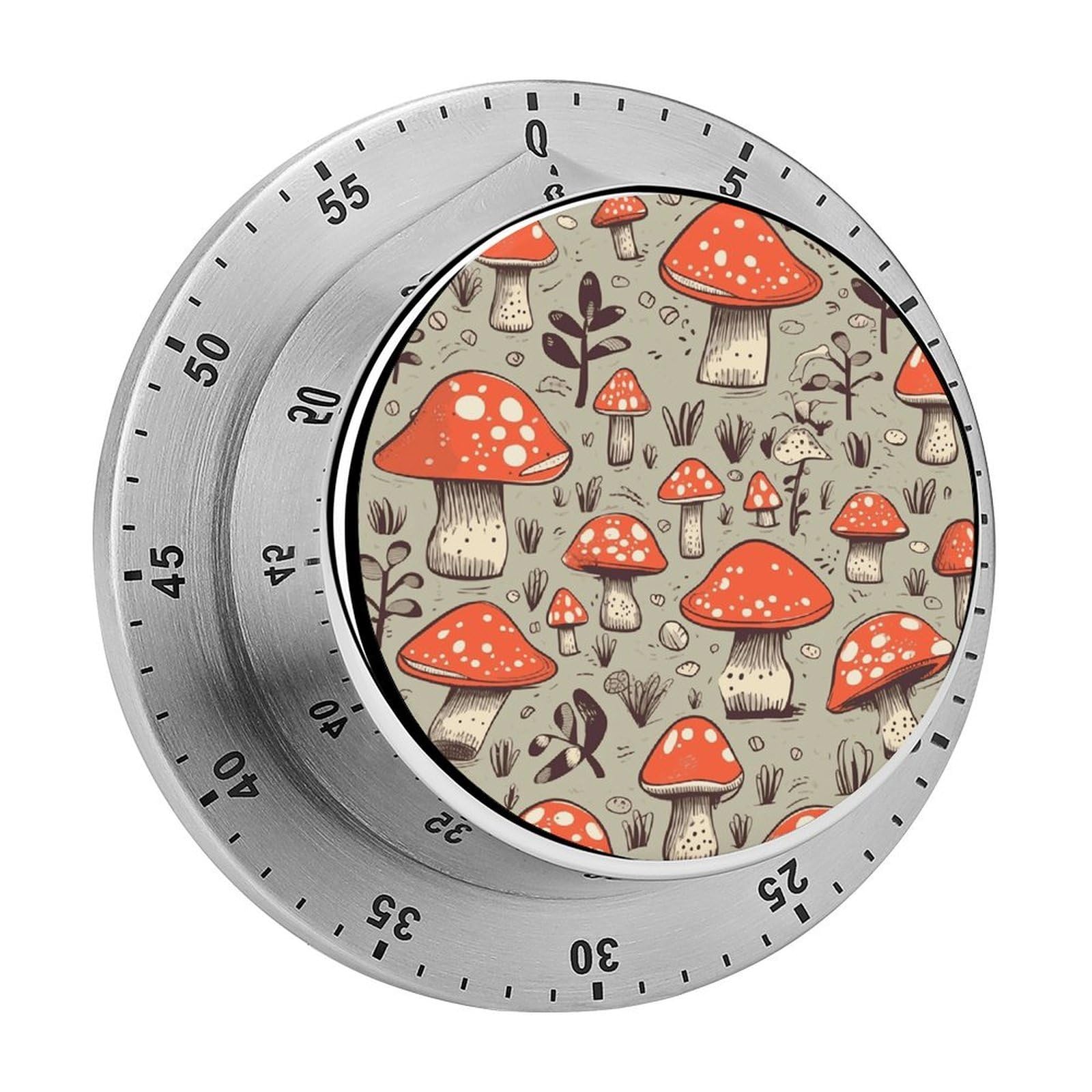 Cartoon Mushrooms Visual Timer Chef Cooking Timer Clock with Loud Alarm Mechanical Desk Timers Countdown Reminder Magnetic Exquisite Stainless Steel Body Timers