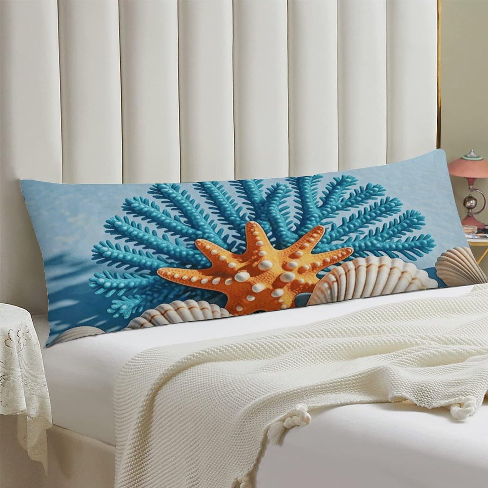 Body Pillow Cover 20x54 Long Pillow Case with Invisible Zipper Breathable Microfiber Ocean Seashells Pillowcase Soft Cozy Protector for Bedroom Couch Sofa Bed Home Decor All Seasons