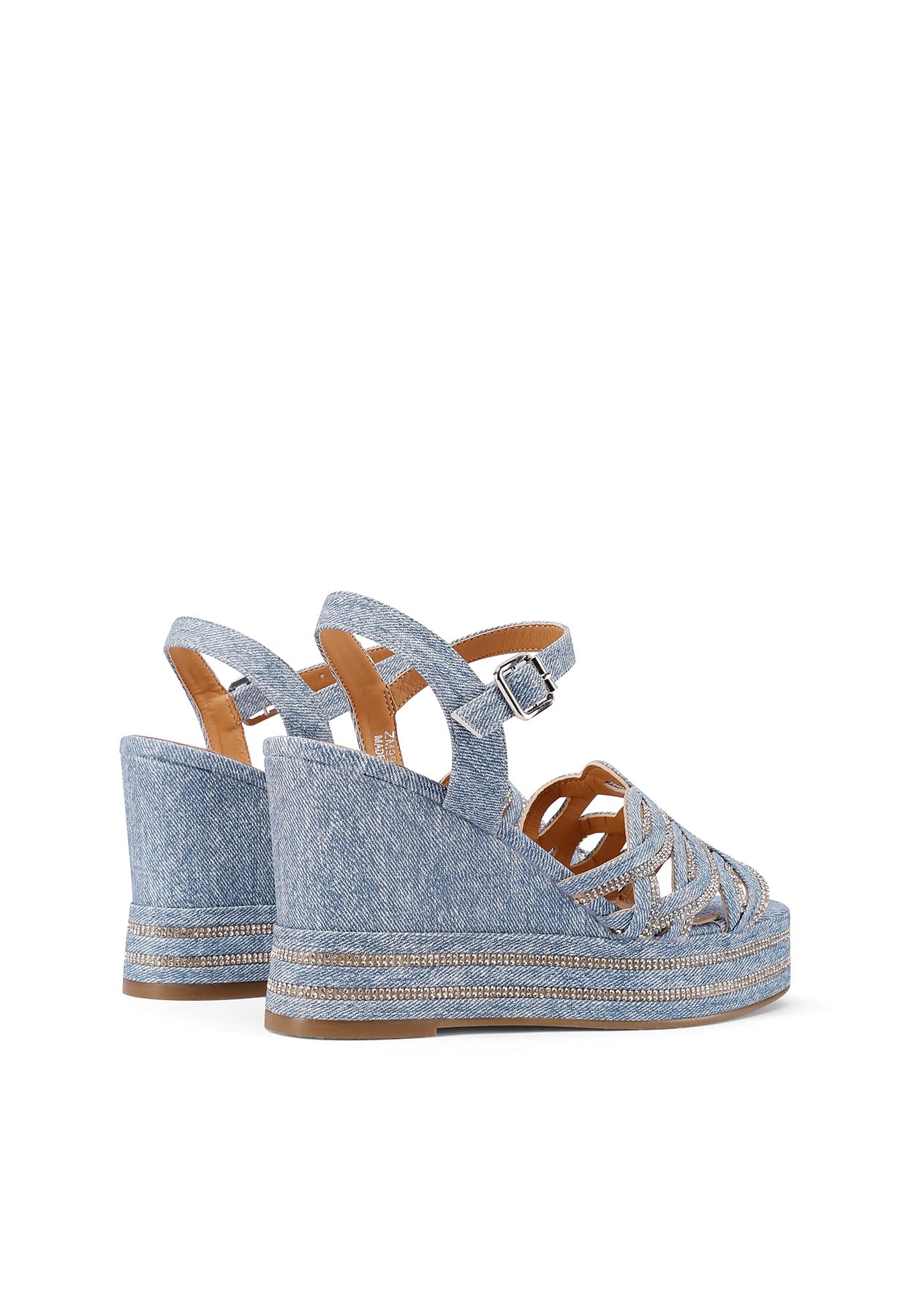 QUEEN HELENA Zeppe con Strass Sandali Alti con Cinturino Donna ZM9915