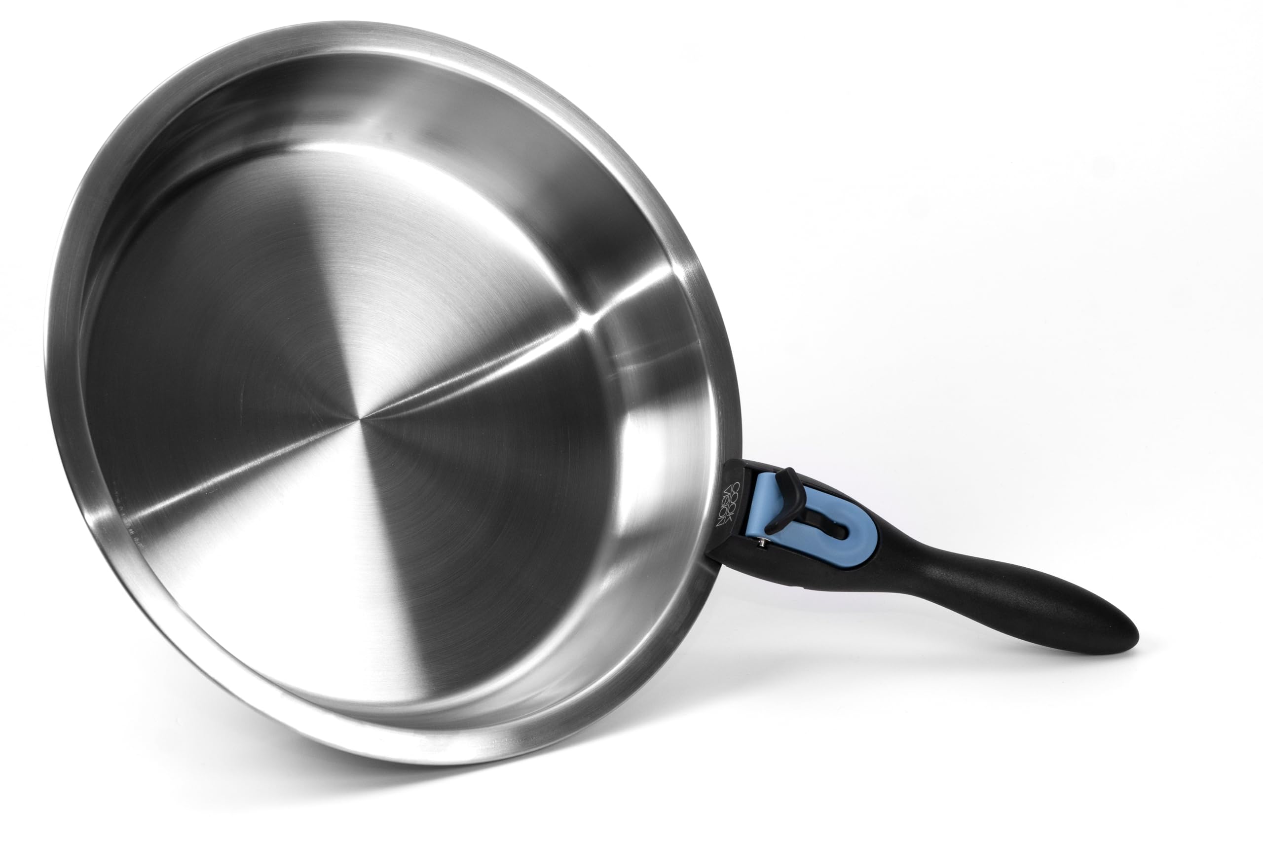 Set di pentole per famiglia, 17 pezzi, 4 pentole in acciaio inox per tutti i piani cottura, 3 coperchi in vetro, 2 padelle, 2 manici, salvaspazio, accessori innovativi (blu)