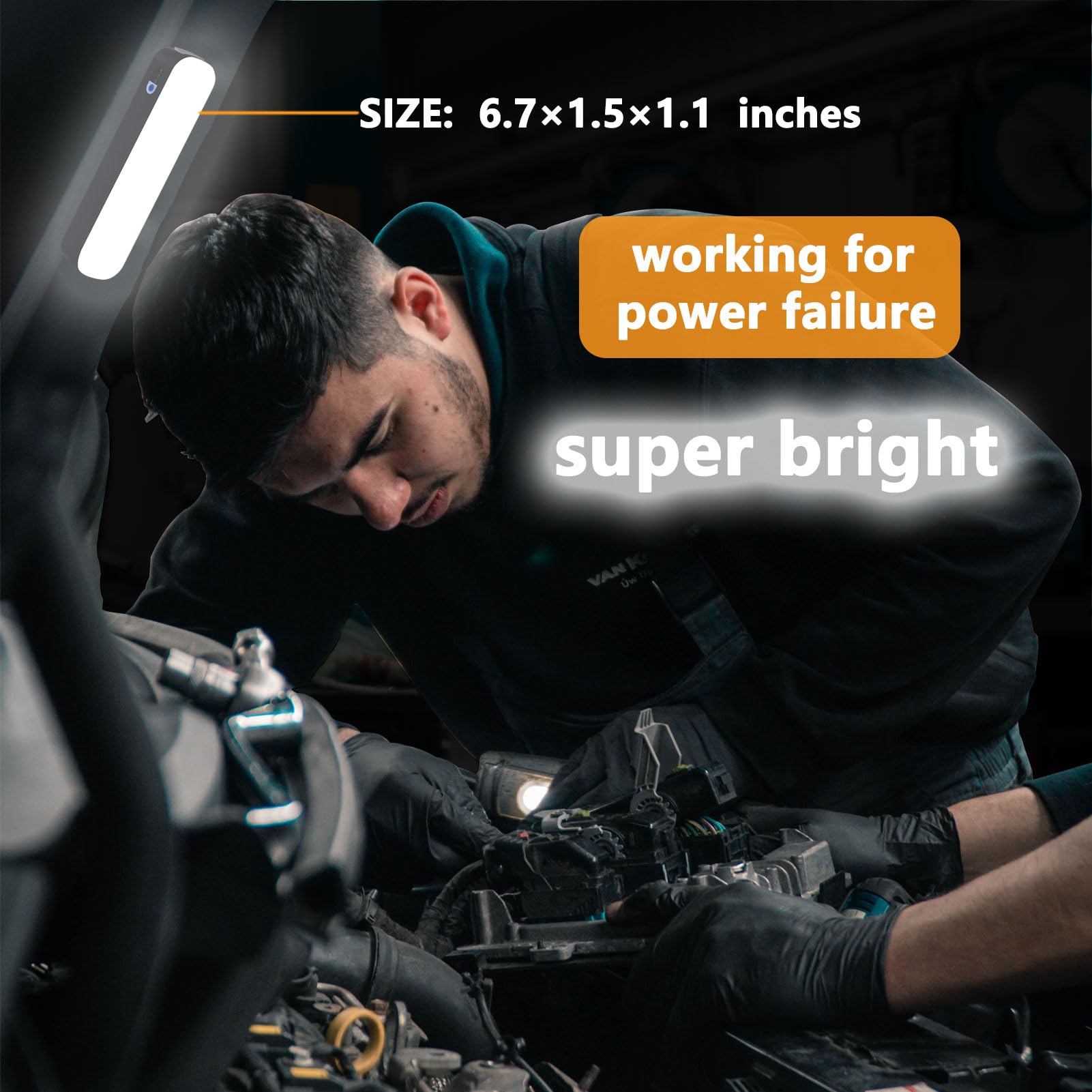 Barra de luz LED magnética solar recargable de 5500 mAh, 6500 K, iluminación de emergencia portátil para cortes de energía en el hogar, camping, reparaciones automotrices, debajo del capó y